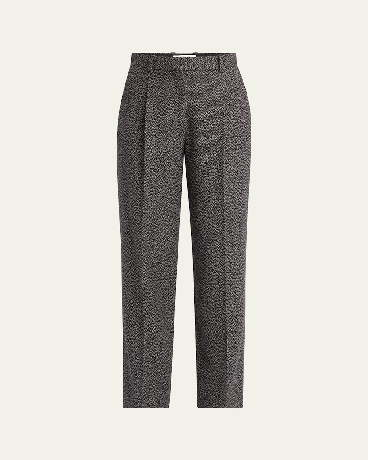The Row Mikkela Pleated Cashmere Straight-leg Pants In Black