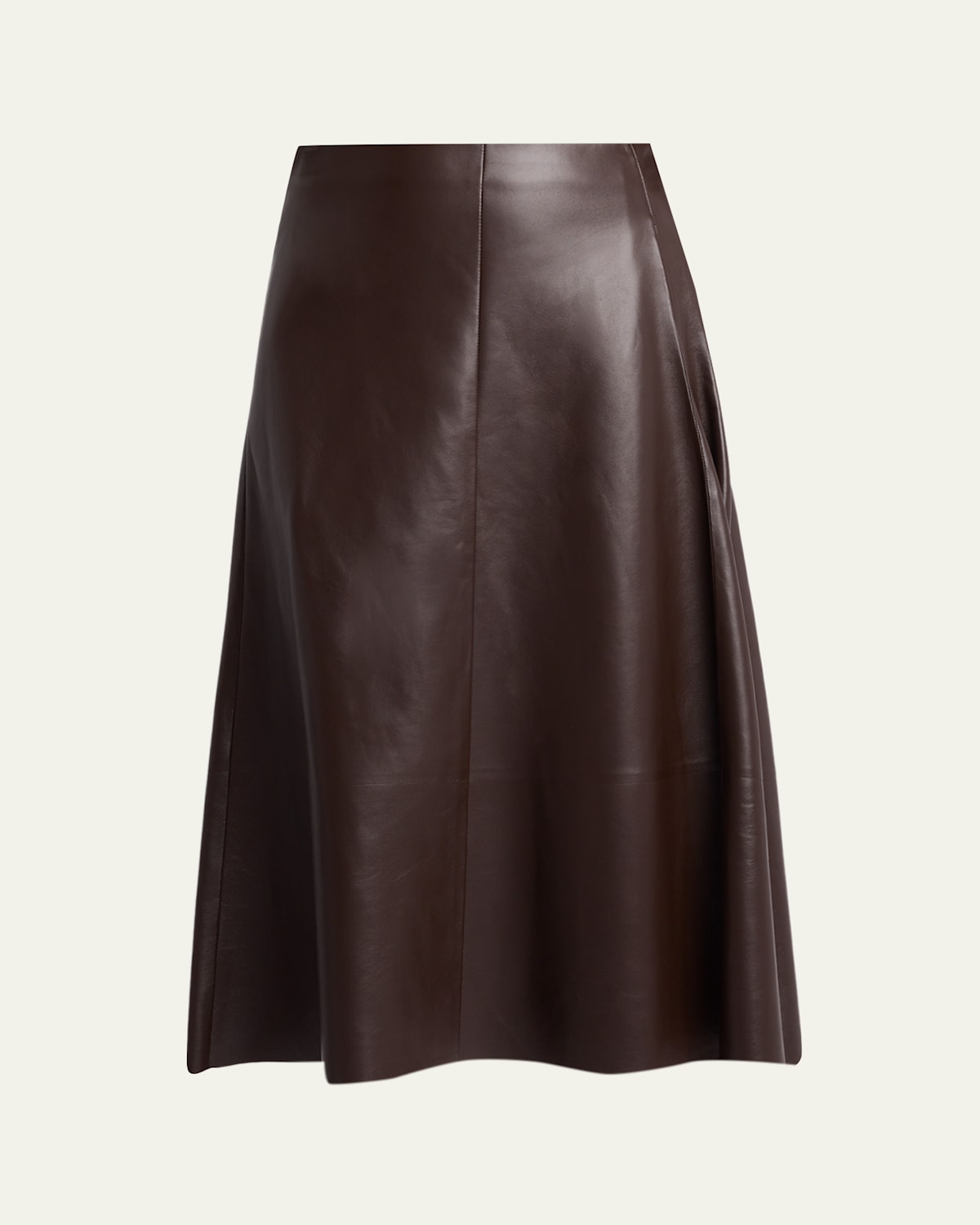 The Row Hedora Leather Midi Skirt In Brown