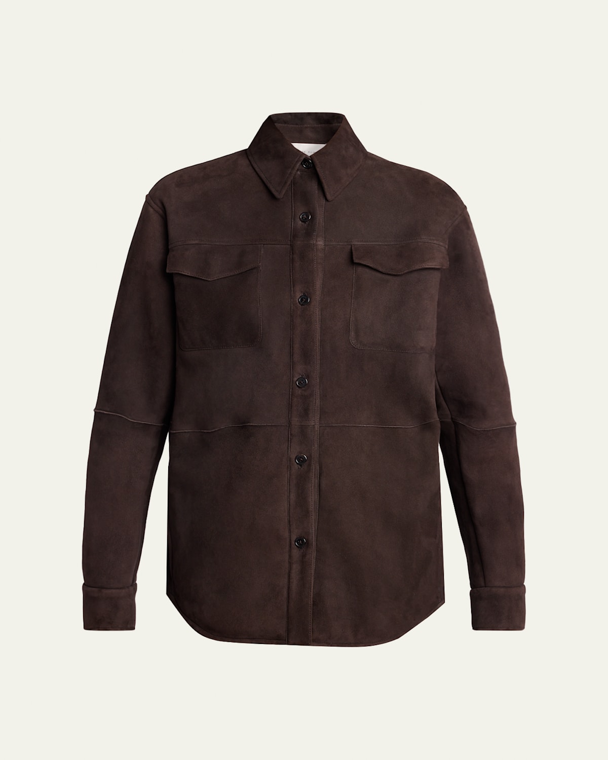 The Row Gwena Sheep Shearling Shirt Jacket In Brown