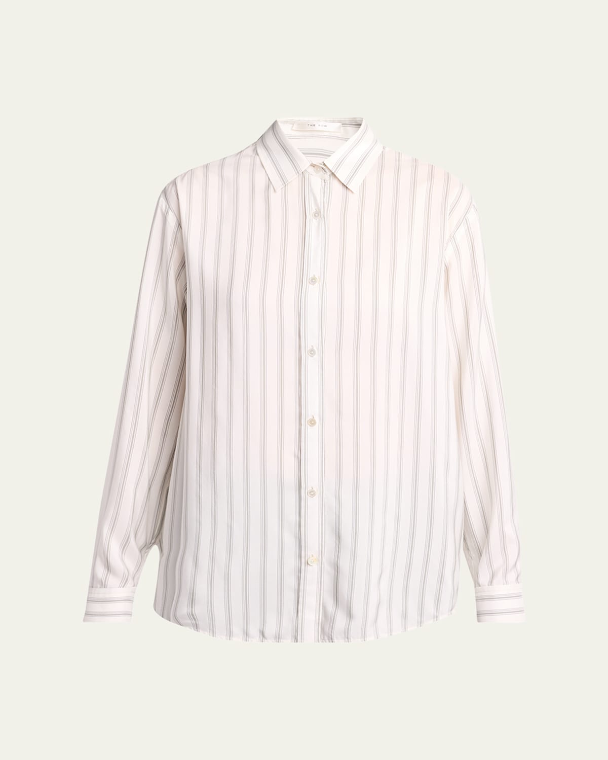 The Row Eirlys Striped Silk Button-down Shirt In Gray