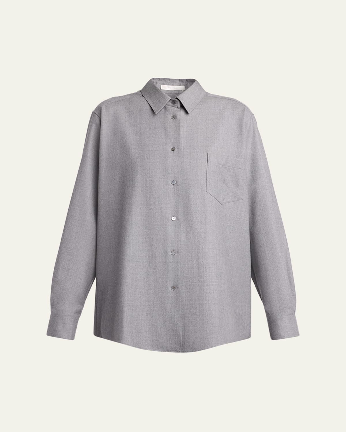 The Row Pino Wool Button-down Shirt In Gray