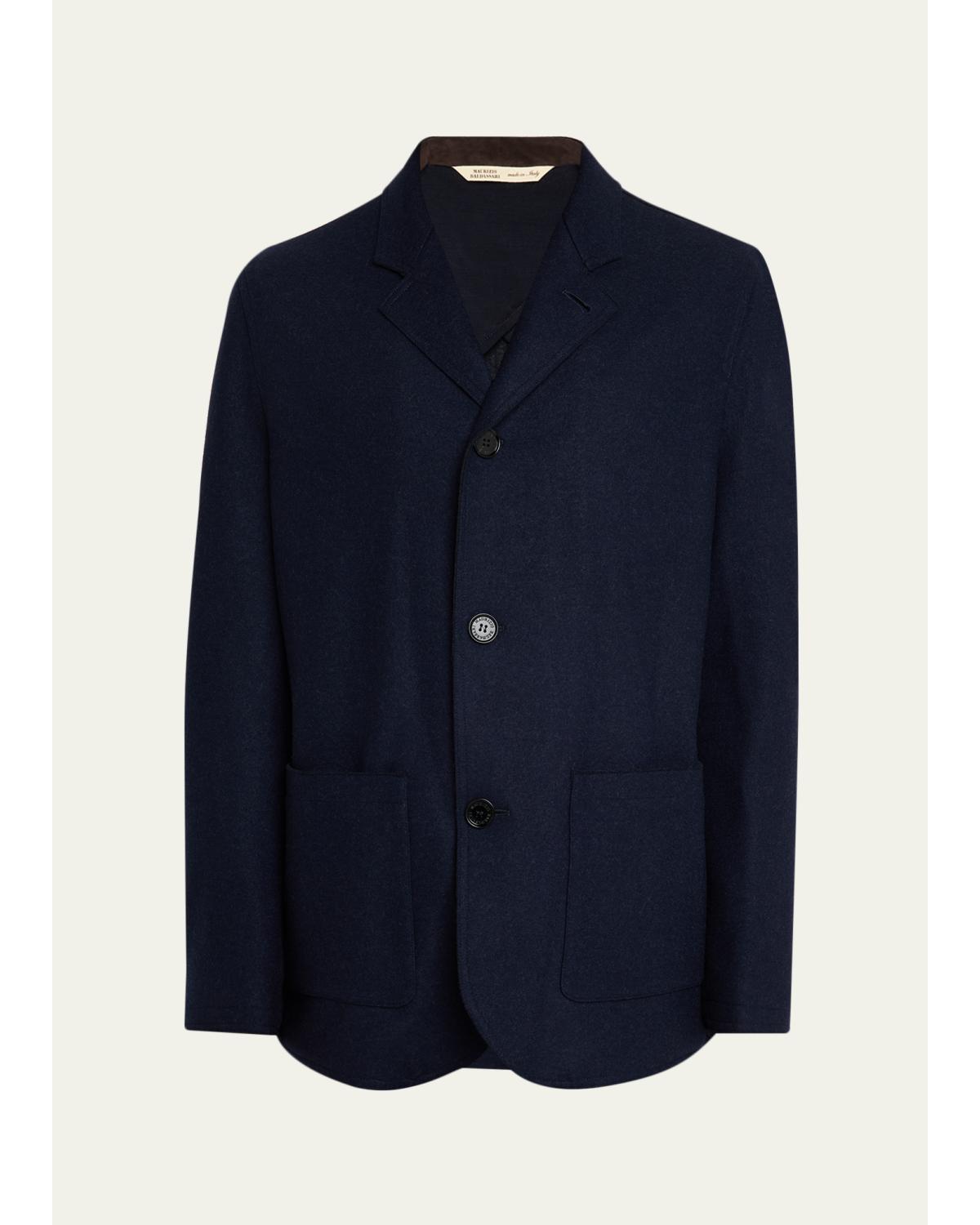 Men'S Wool And Nylon Notch-Lapel Car Coat