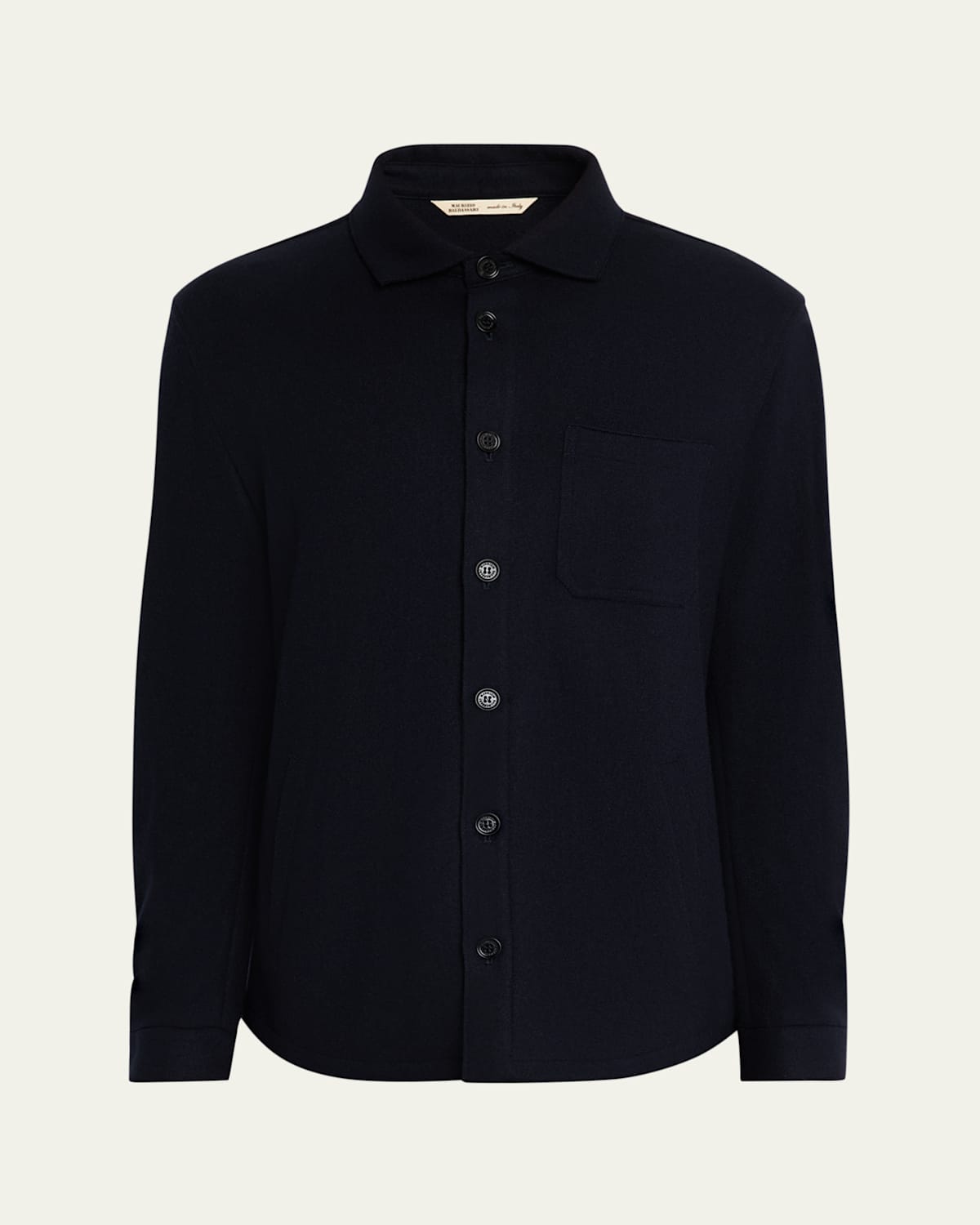 Men's Solferino Cashmere Raw Edge Overshirt