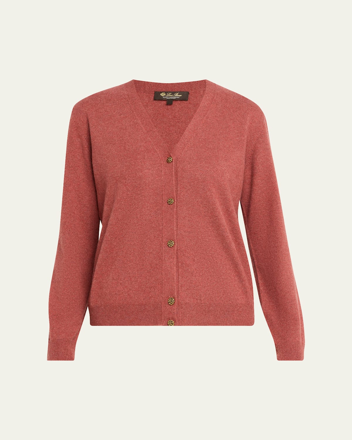 Loro Piana Classic Baby Cashmere Cardigan In Red