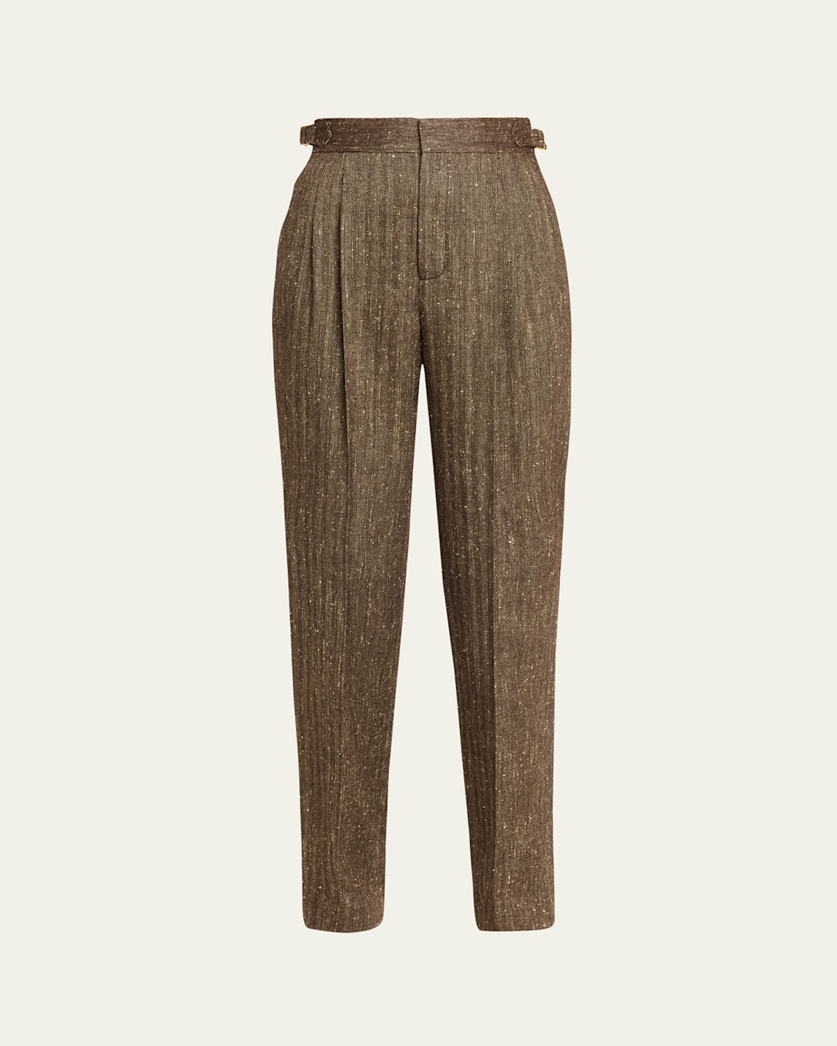 Loro Piana Malik Pleated Straight-leg Trousers In Brown