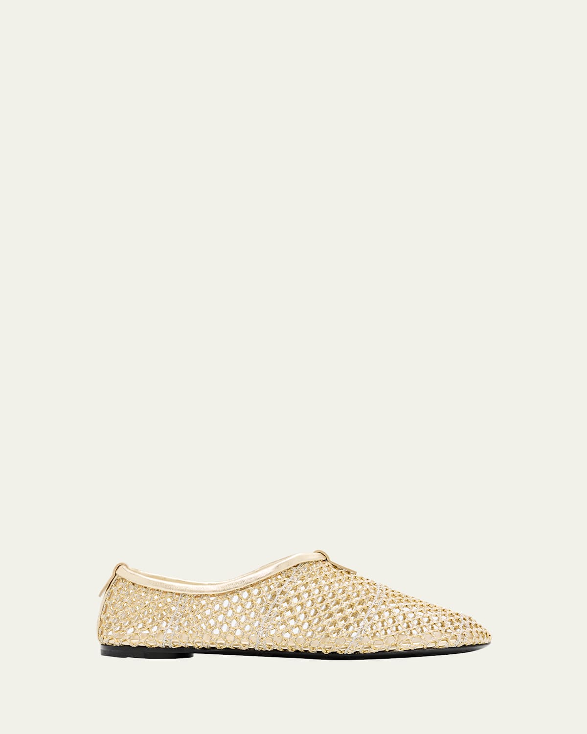 Loro Piana Floaty Metallic Fishnet Ballerina Flats In Gold