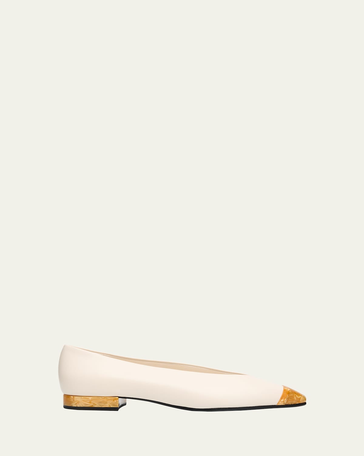 Loro Piana Rebecca Tipped Leather Ballerina Flats In Neutral