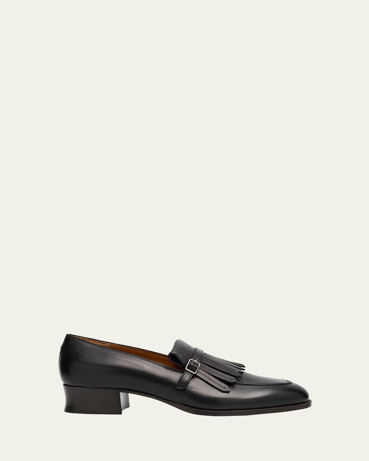 Loro Piana Pennan Leather Fringe Loafers In Black