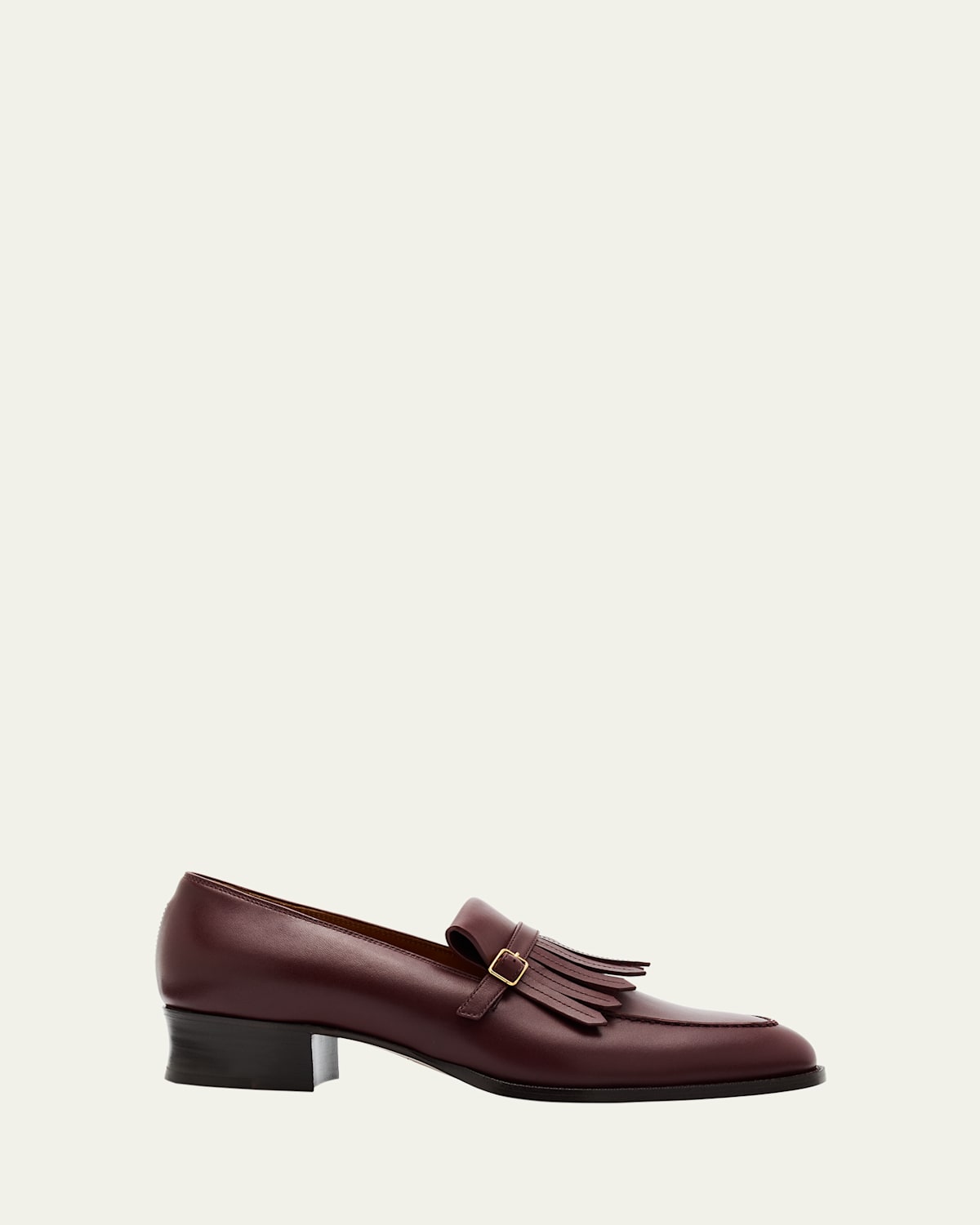 Loro Piana Pennan Fringed Leather Loafers In Burgundy