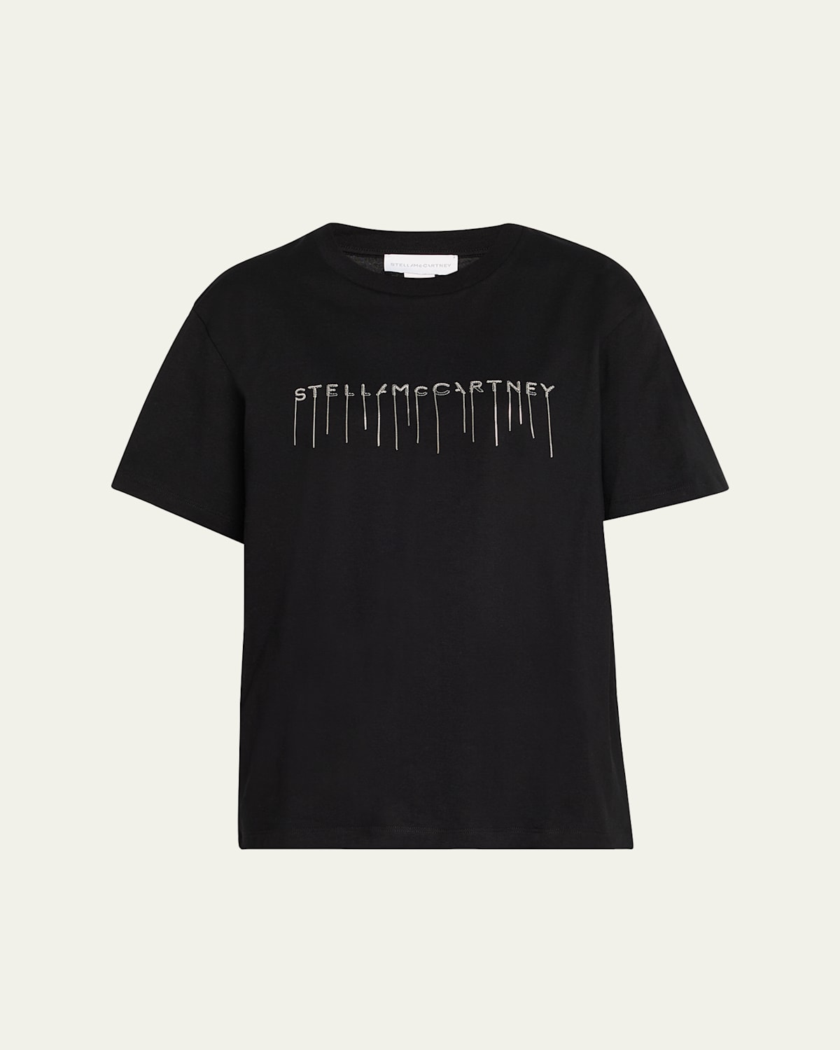 Stella Mccartney Logo T-shirt With Embroidery And Round Neck In Black