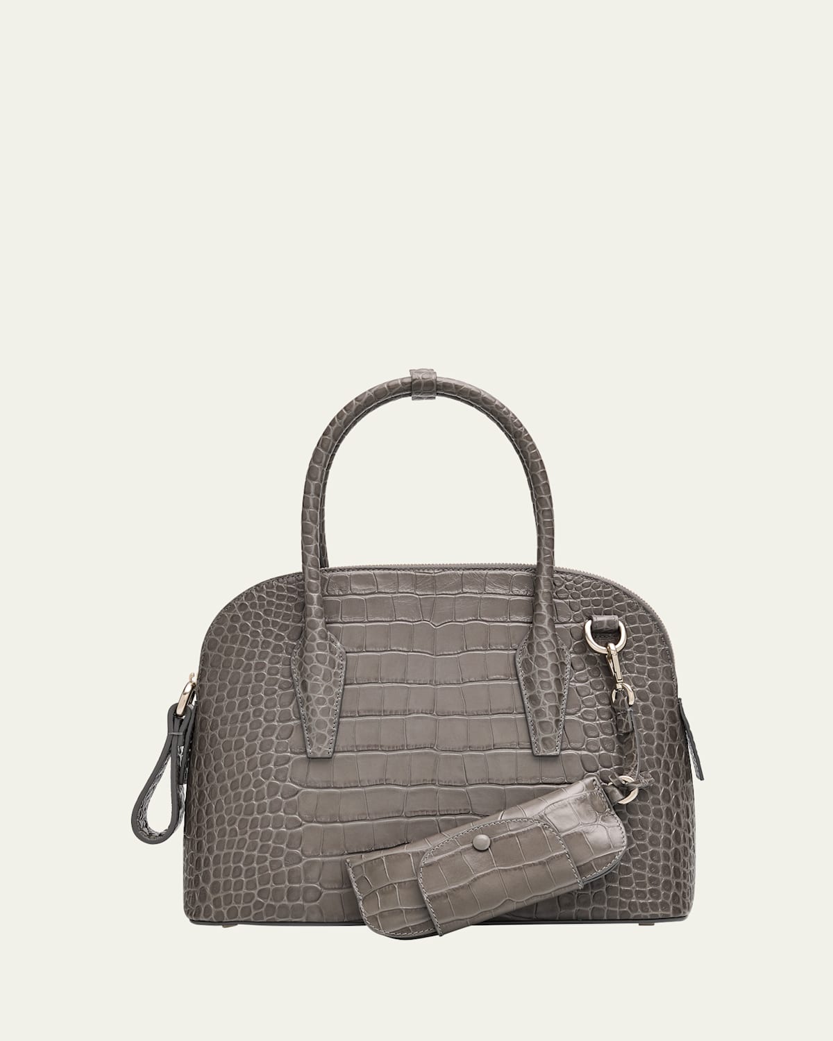 Michael Kors Large Kaitlin Croc-embossed Leather Top-handle Bag In Gray