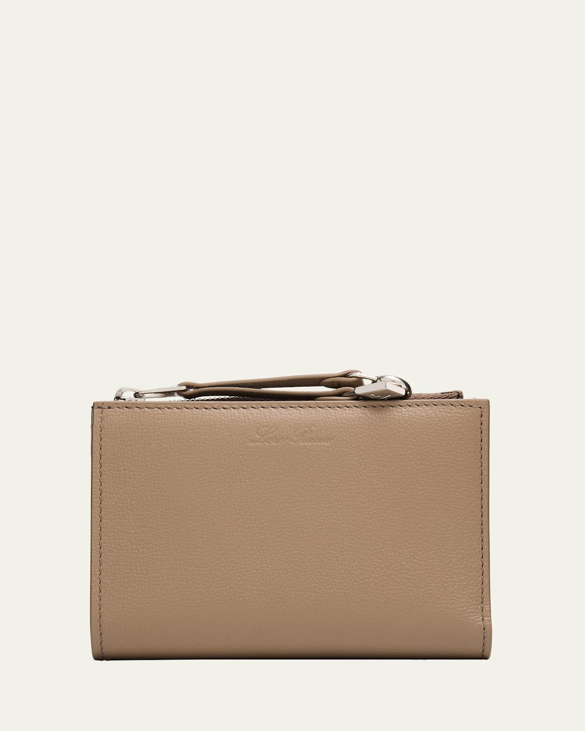 Loro Piana Extra Bifold Zip Wallet In Linen Calf Leather