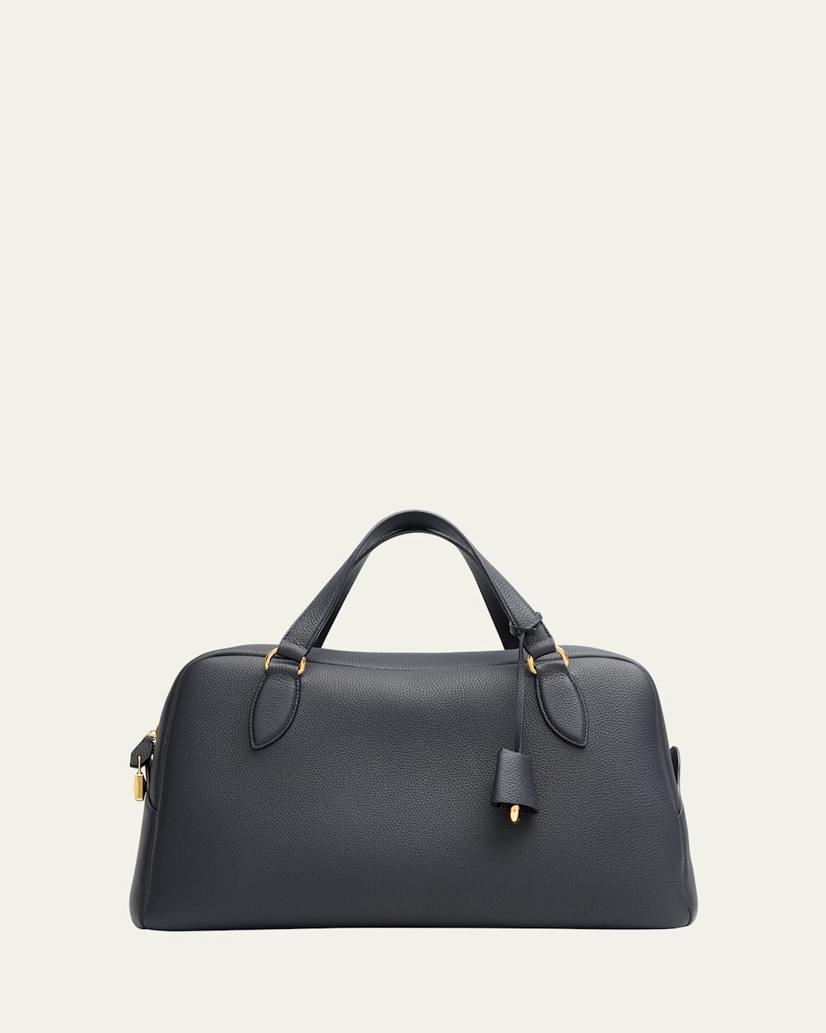 Loro Piana Needle Medium Fine Grain Leather Shoulder Bag In Blue
