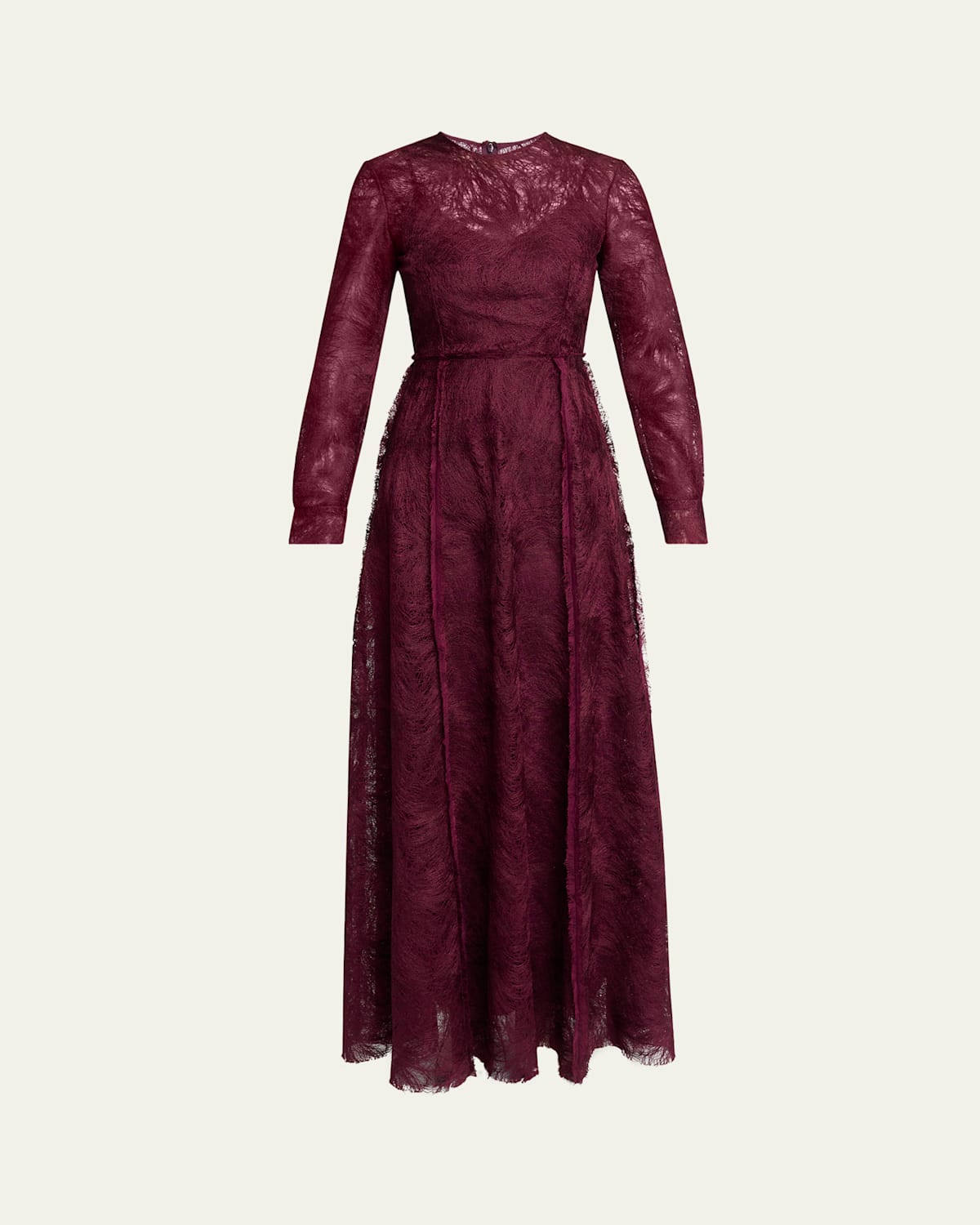 Erdem Long-sleeve Lace Gown In Burgundy