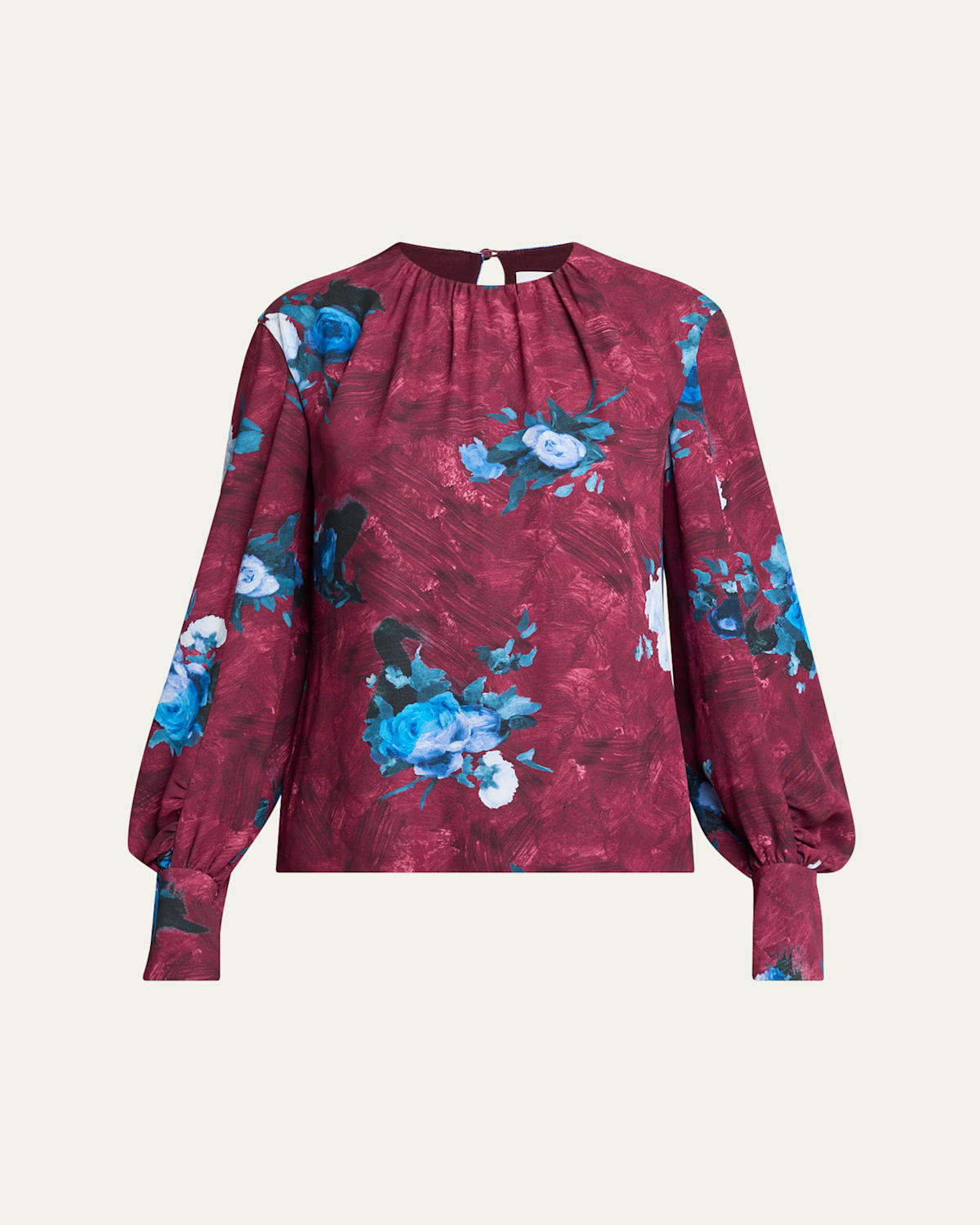 Erdem Painterly Floral Long-sleeve Blouse In Multi