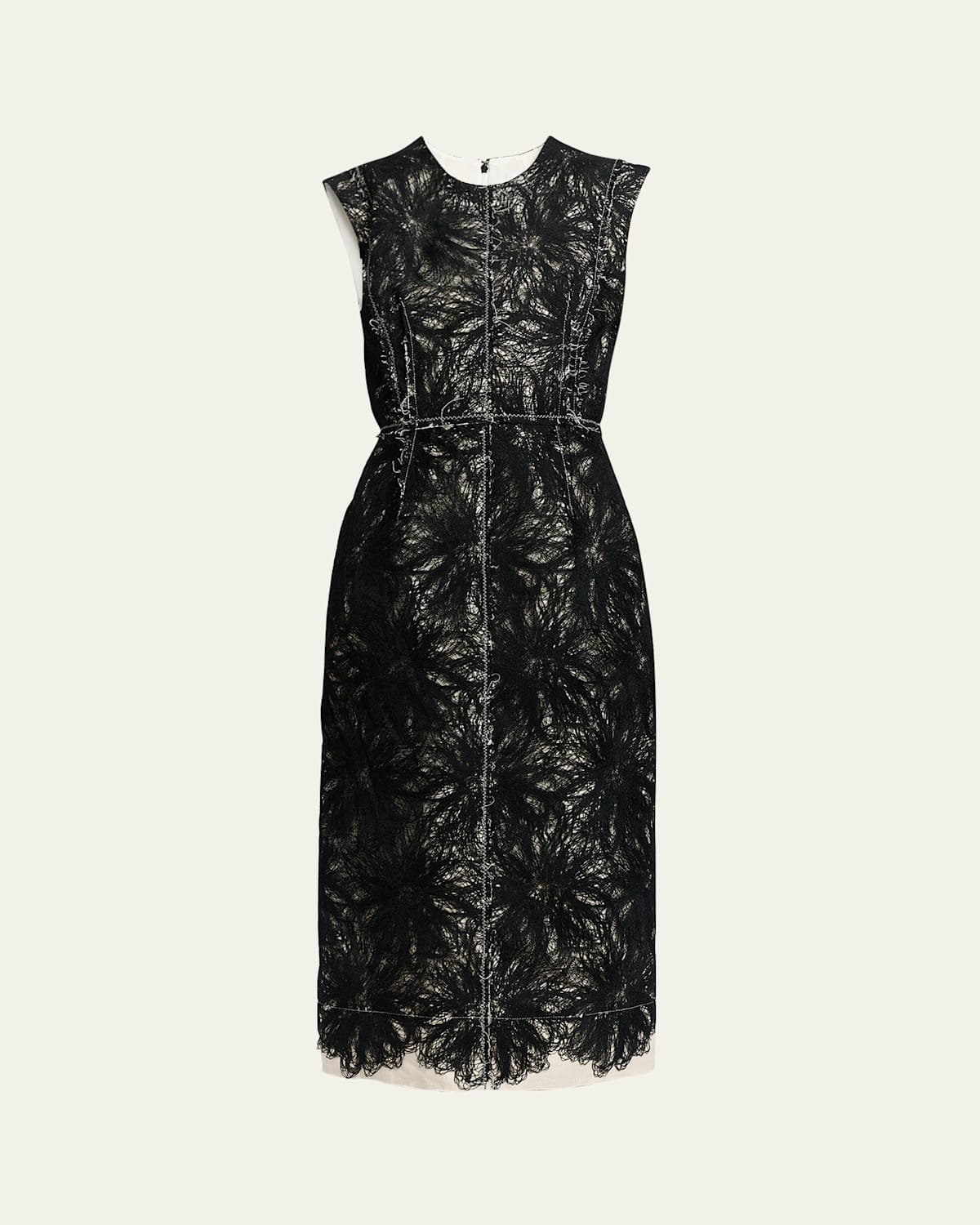 Erdem Lace Sleeveless Pencil Midi Dress In Black