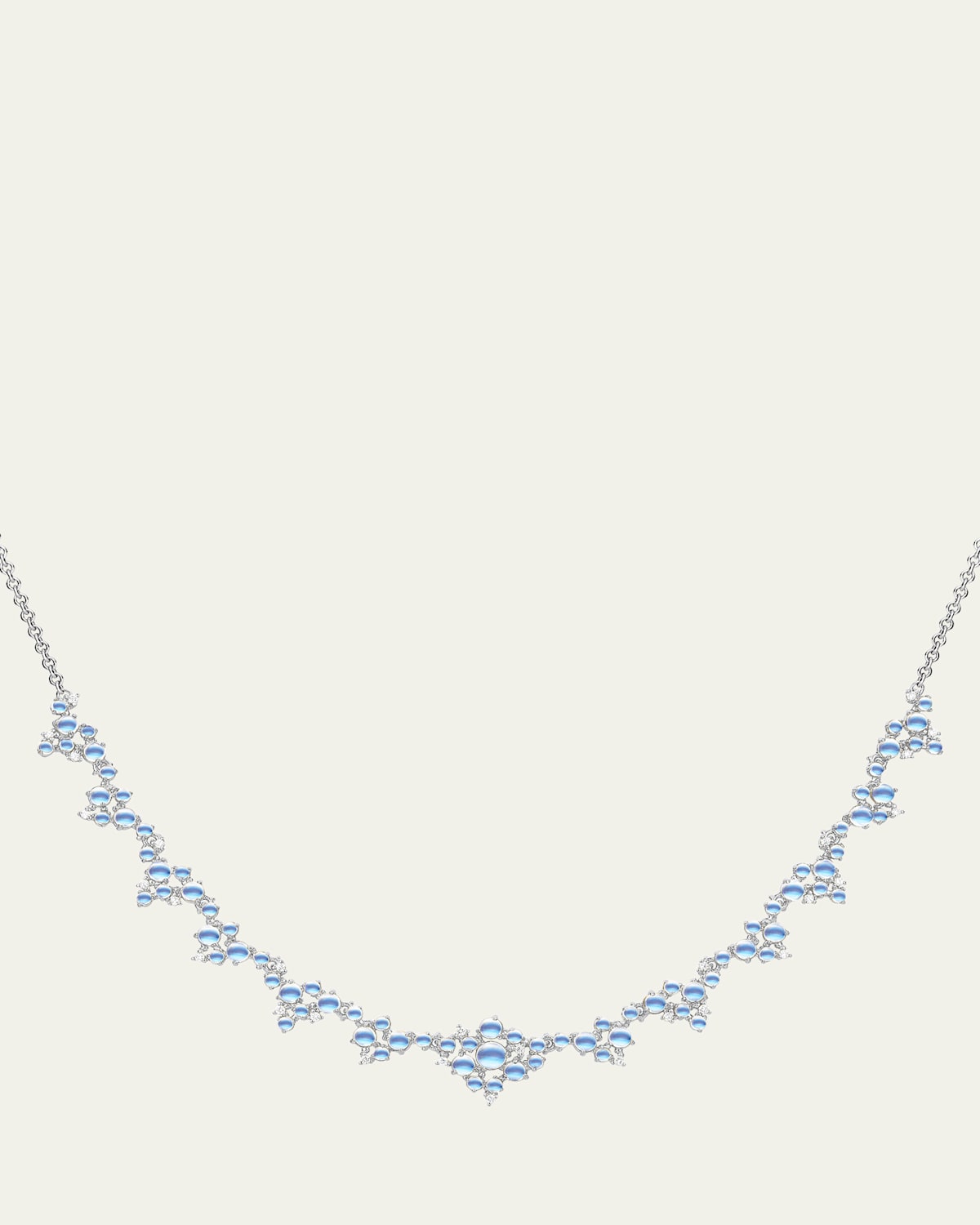18K White Gold Partial Bubble Cluster Necklace with Diamonds