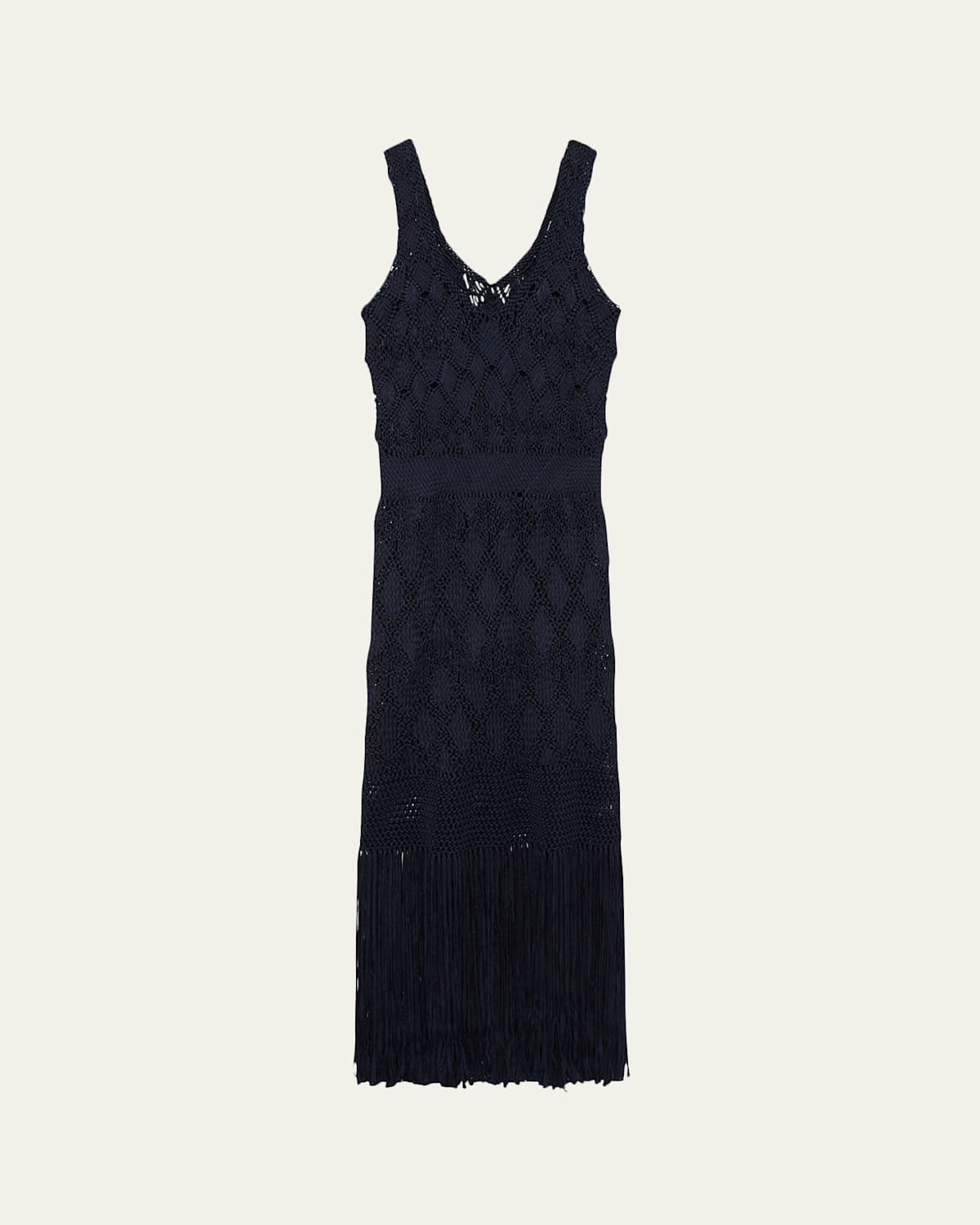 Wales Bonner Java Macrame Fringed Sleeveless Maxi Dress