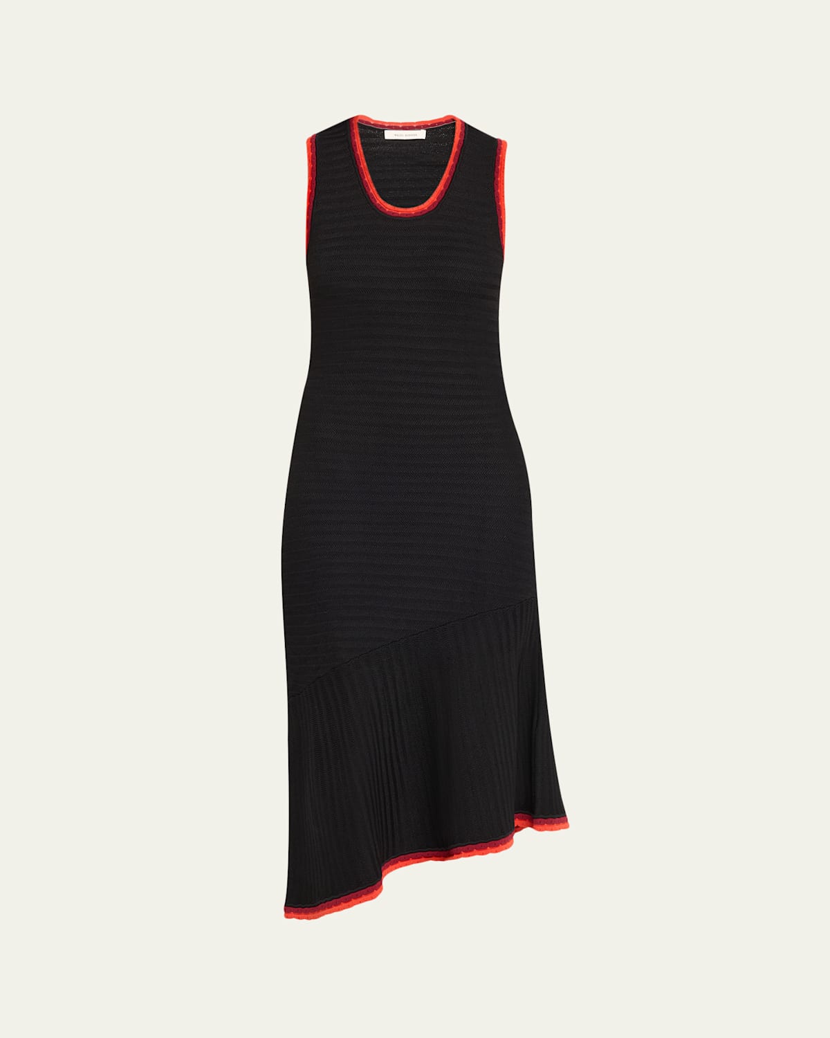 Wales Bonner Sun Asymmetric Knit Cutout Sleeveless Midi Dress In Black