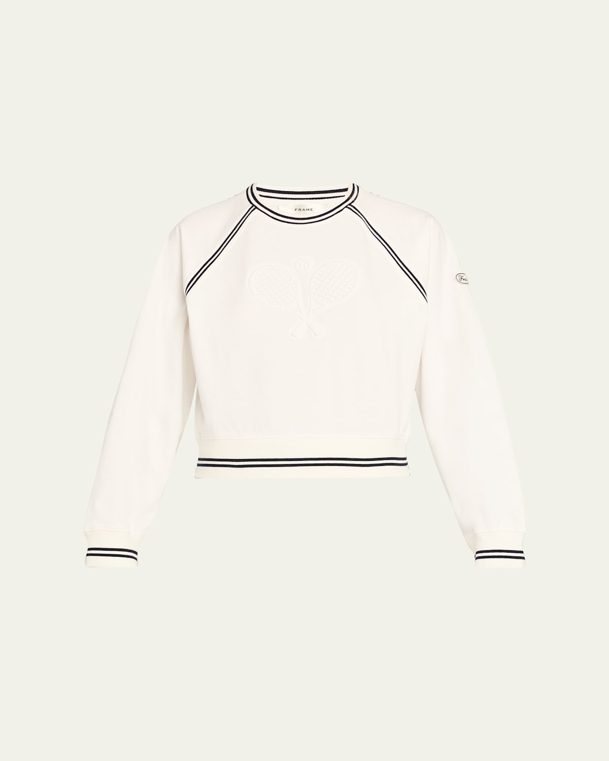 Frame The Tennis Crewneck Sweatshirt In White