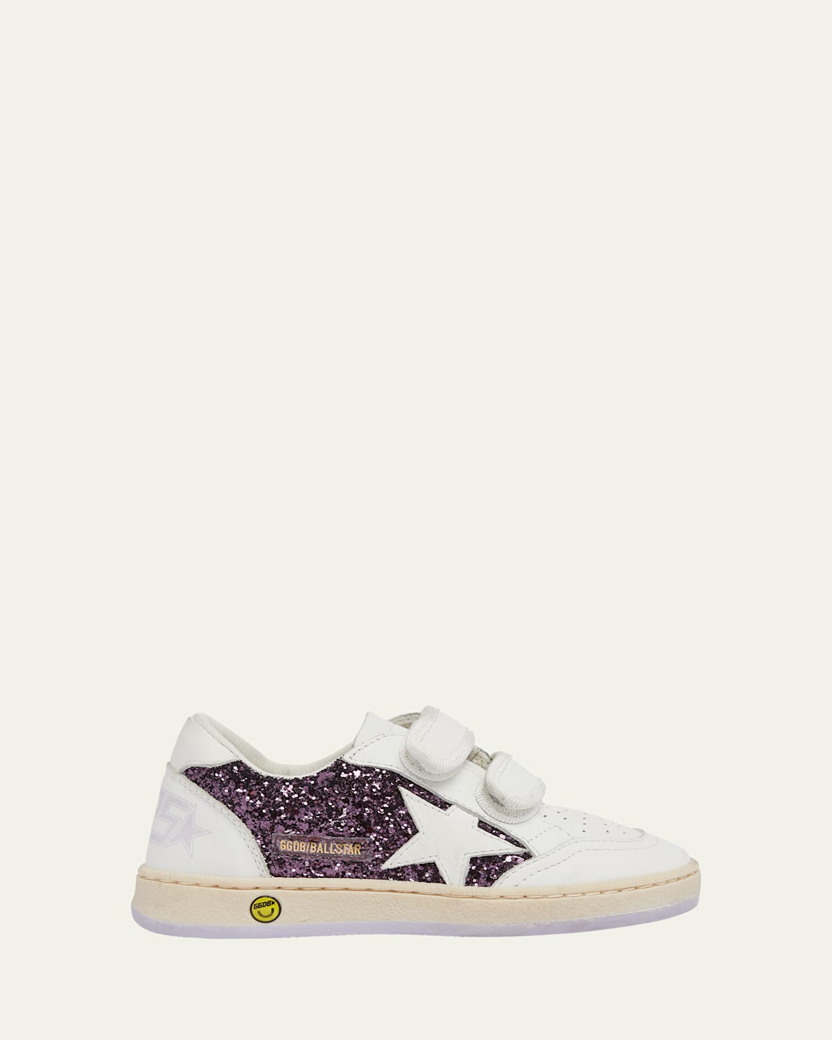 Golden Goose Girl's Ballstar Grip-strap Glitter Leather Sneakers, Baby/toddler In Purple