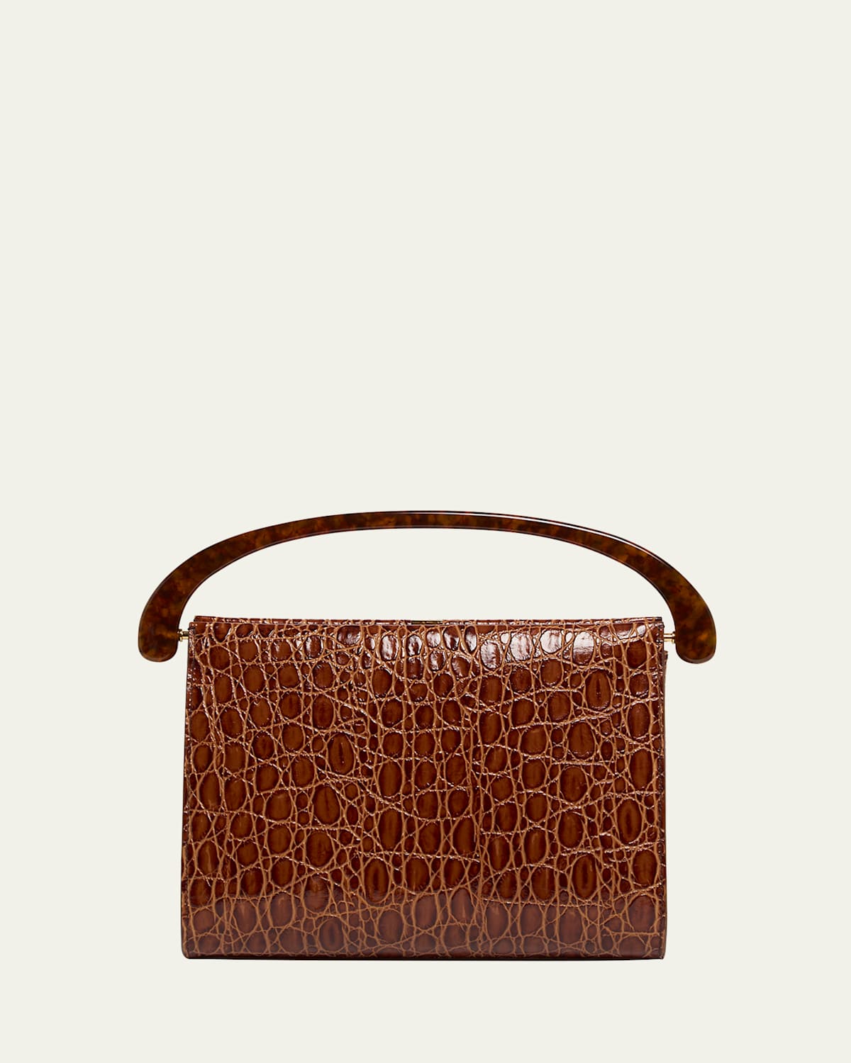 Dries Van Noten Croc-embossed Leather Top-handle Bag In Brown