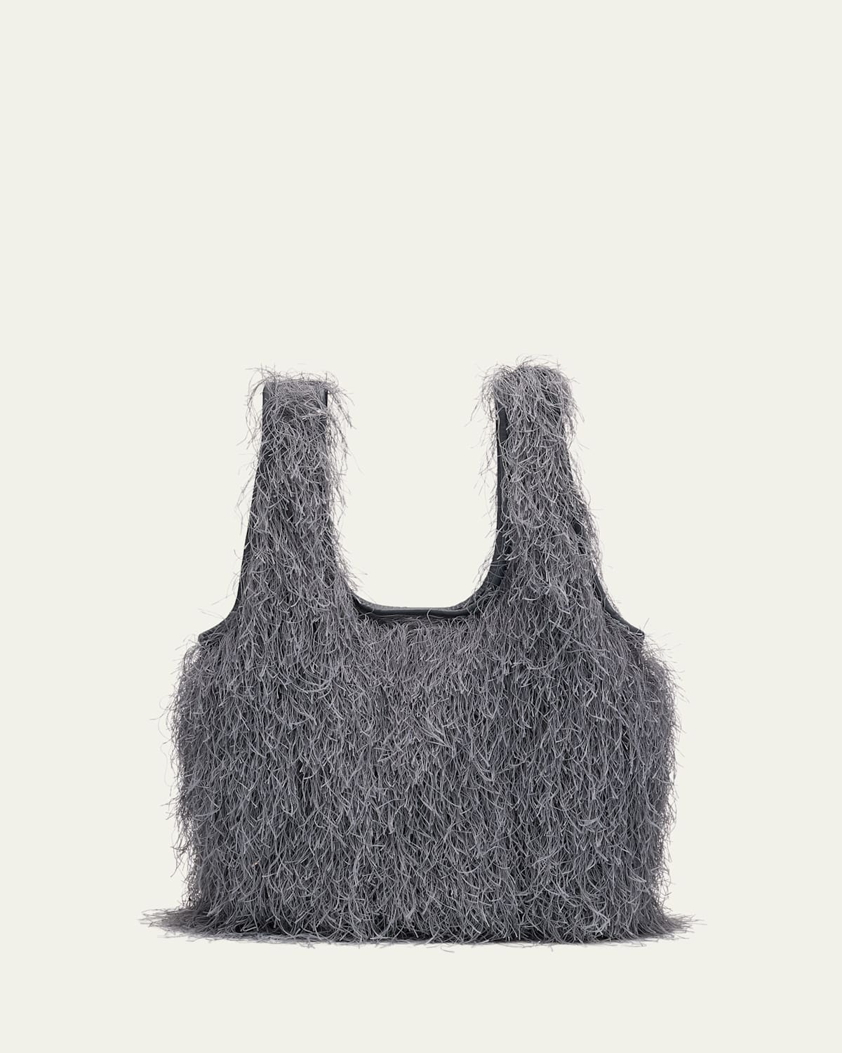 Dries Van Noten Marche Small Fringed Tote Bag In Gray