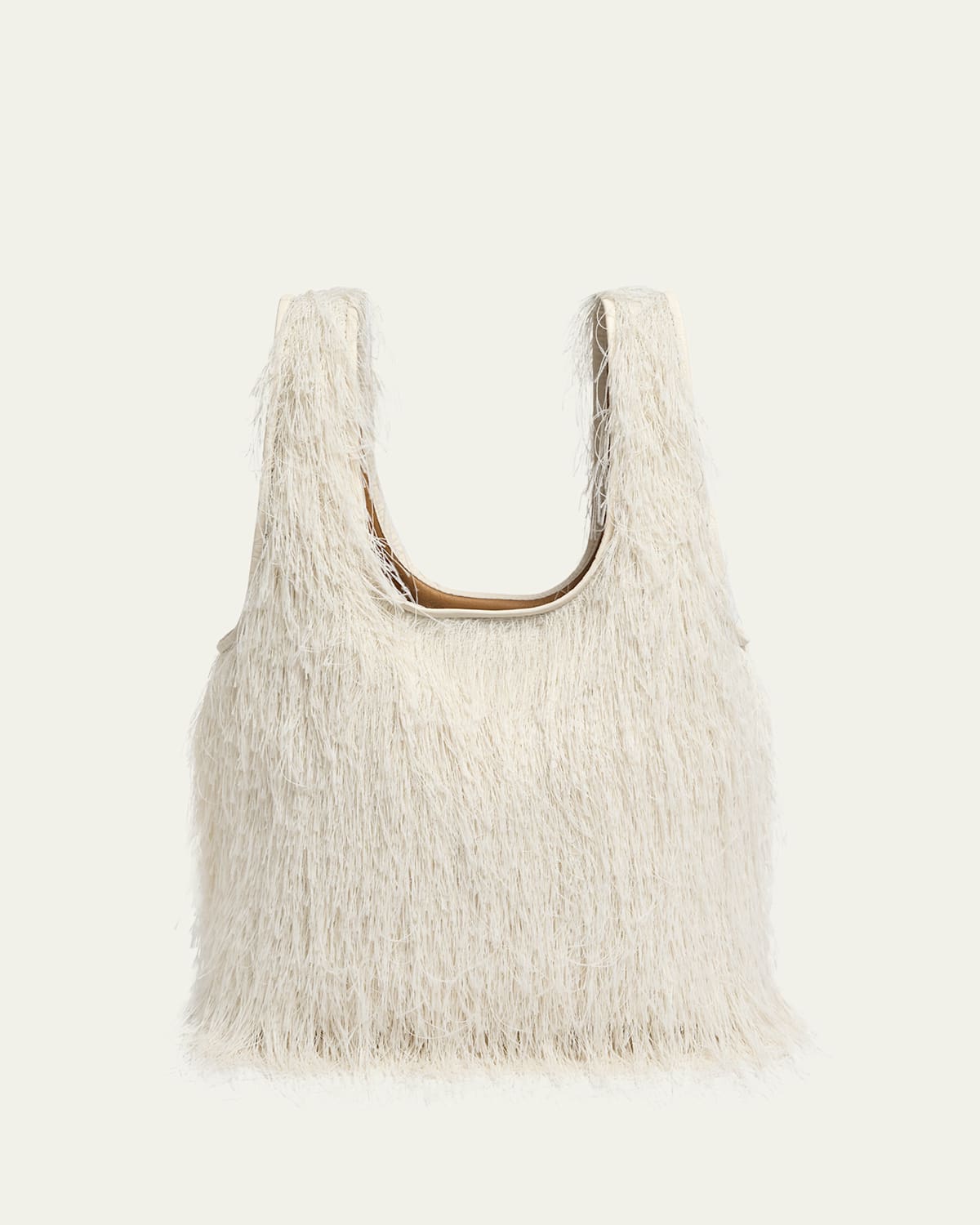 Dries Van Noten Marche Small Fringed Tote Bag In White