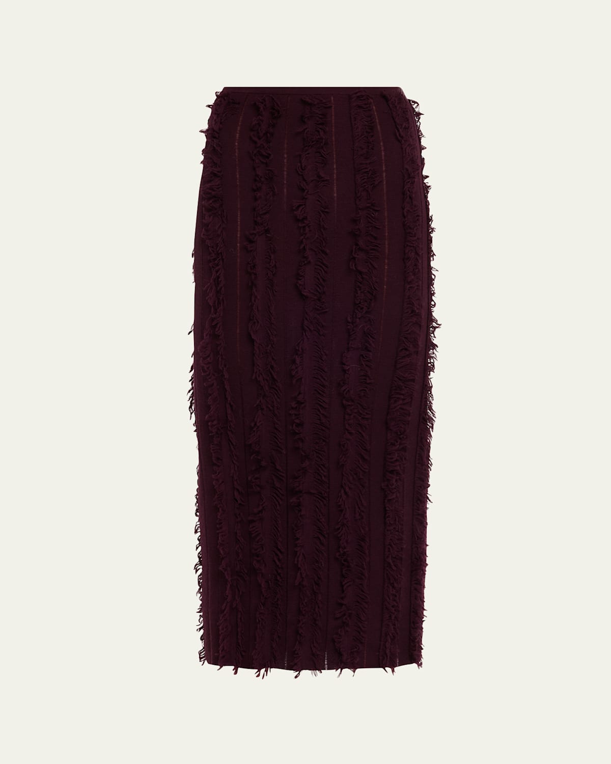 Zankov Evangeline Fringed Knit Maxi Pencil Skirt