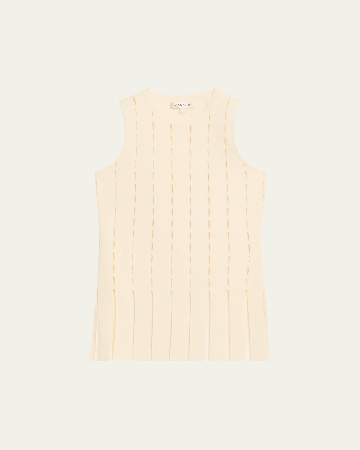 Zankov Eddie Sleeveless Cutout Merino Wool Top In Neutral