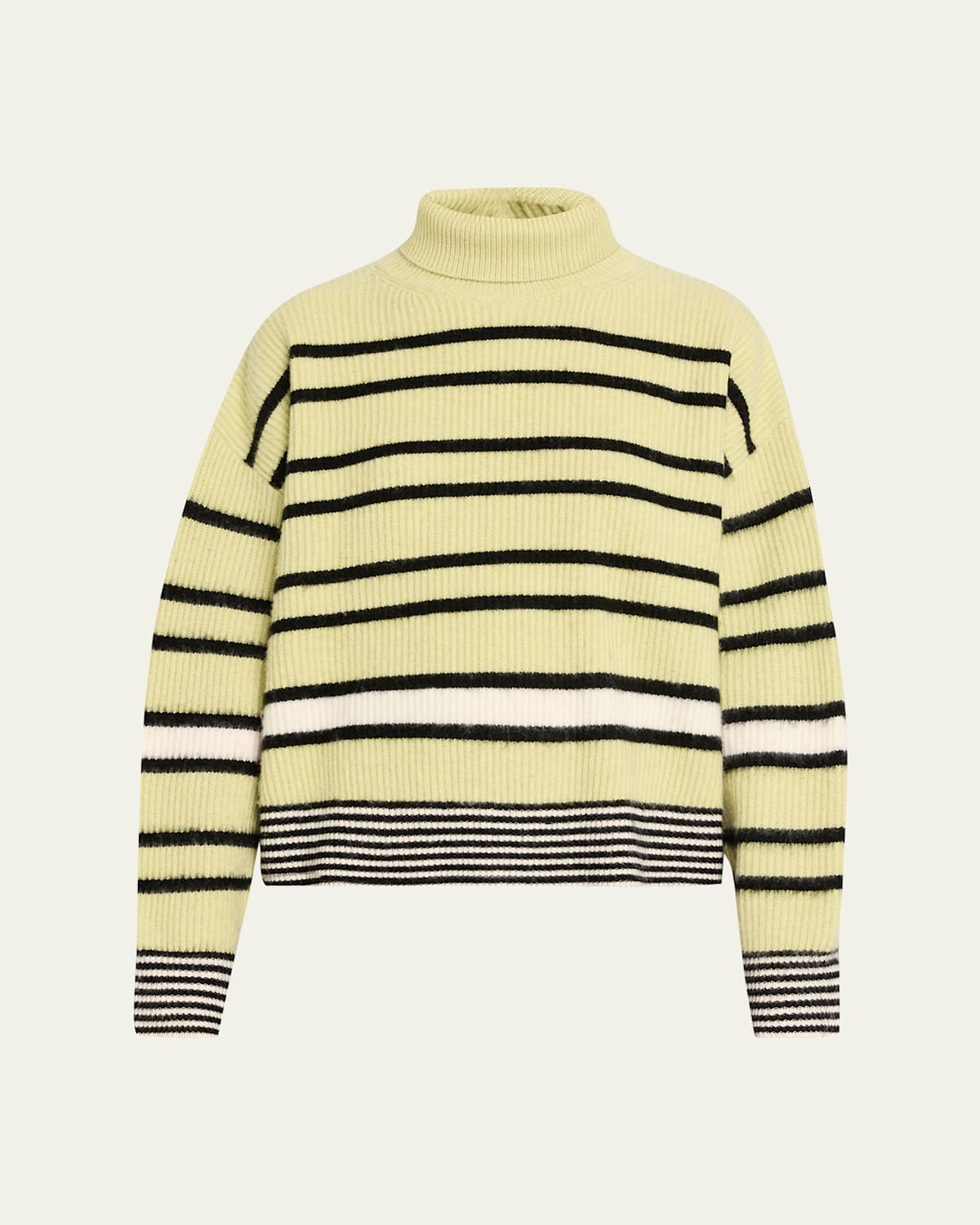 Zankov Junko Turtleneck Striped Merino-cashmere Sweater In Yellow