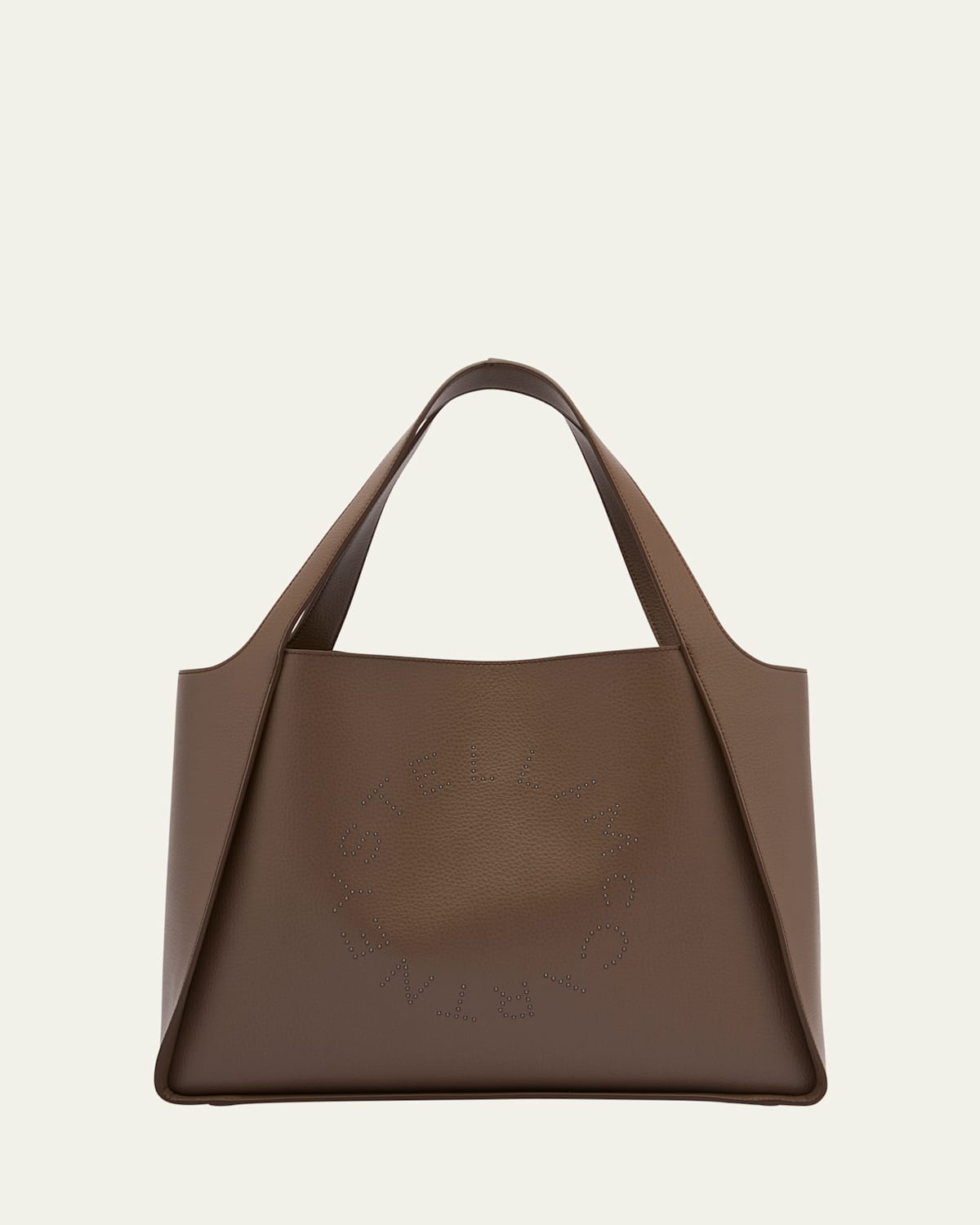 Stella Mccartney Embossed Vegan Leather Studded Logo Tote Bag In Gray