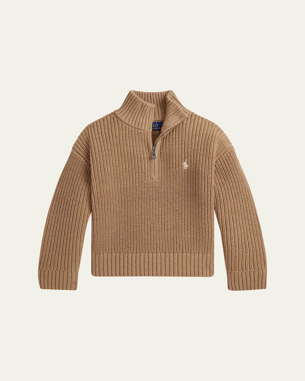 Ralph Lauren Girl's Cotton Knit Mock-neck Sweater In Brown