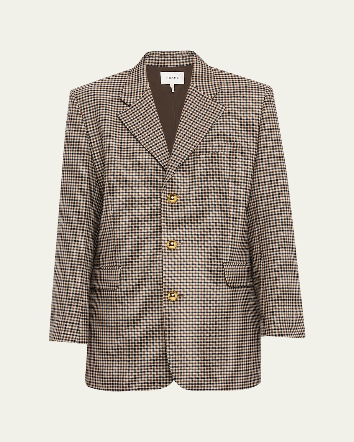 Frame Womens Navy Multi The Houndstooth Stretch-woven Blazer In Brown