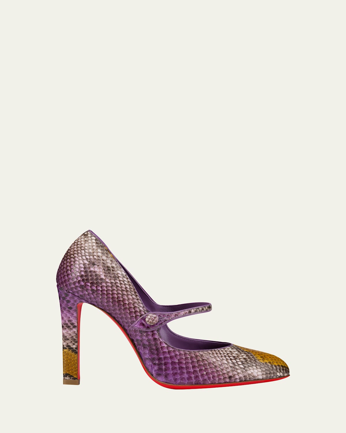 Christian Louboutin 100mm Mary Fanny Snakeskin Red Sole Pumps