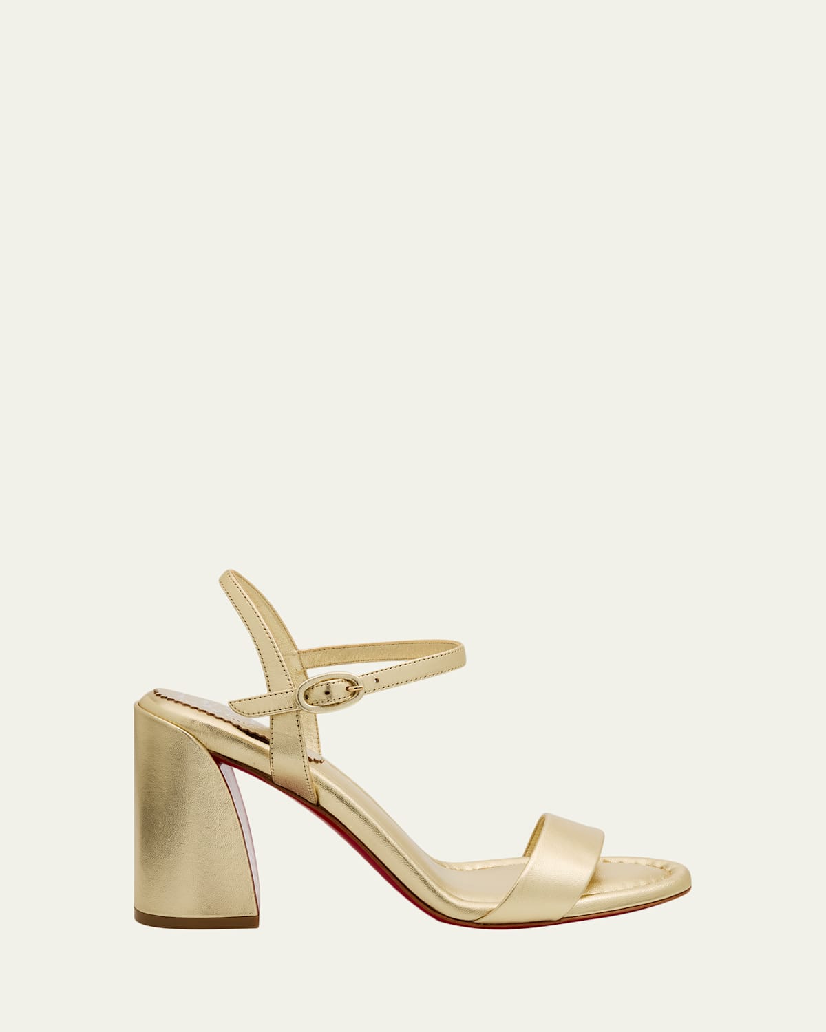 Christian Louboutin 85mm Miss Jane Metallic Leather Red Sole Ankle-strap Sandals In Gray