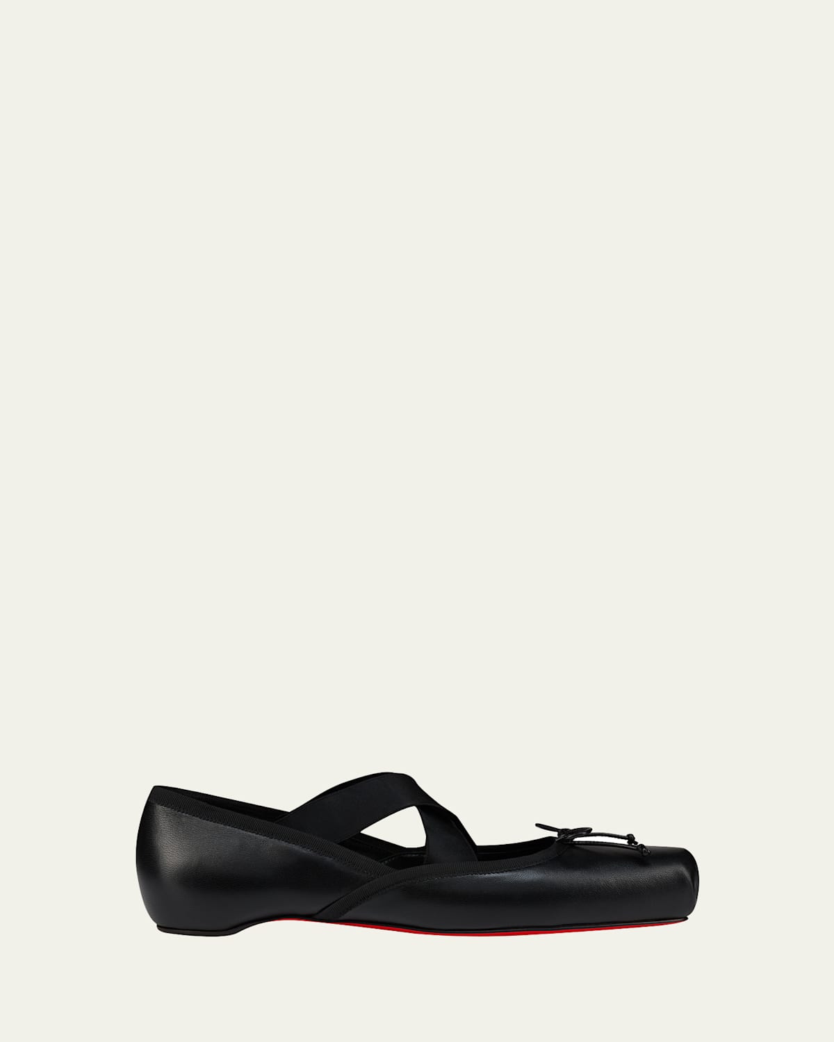 Christian Louboutin Cassiasticina Leather Ballerina Flats In Black