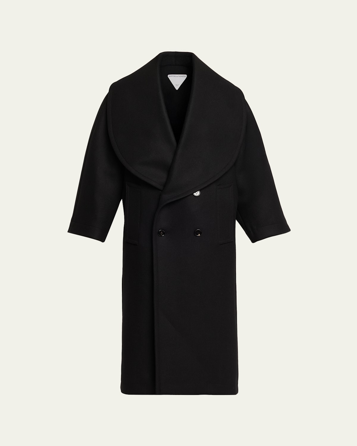 Bottega Veneta Oversized Collar Double-breasted Wool-blend Coat In Black