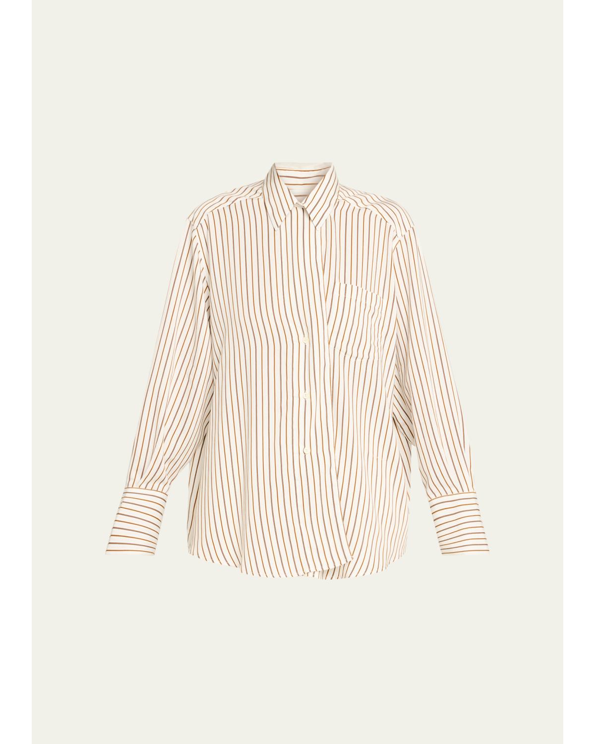 Asymmetric Fluid Stripe Shirt