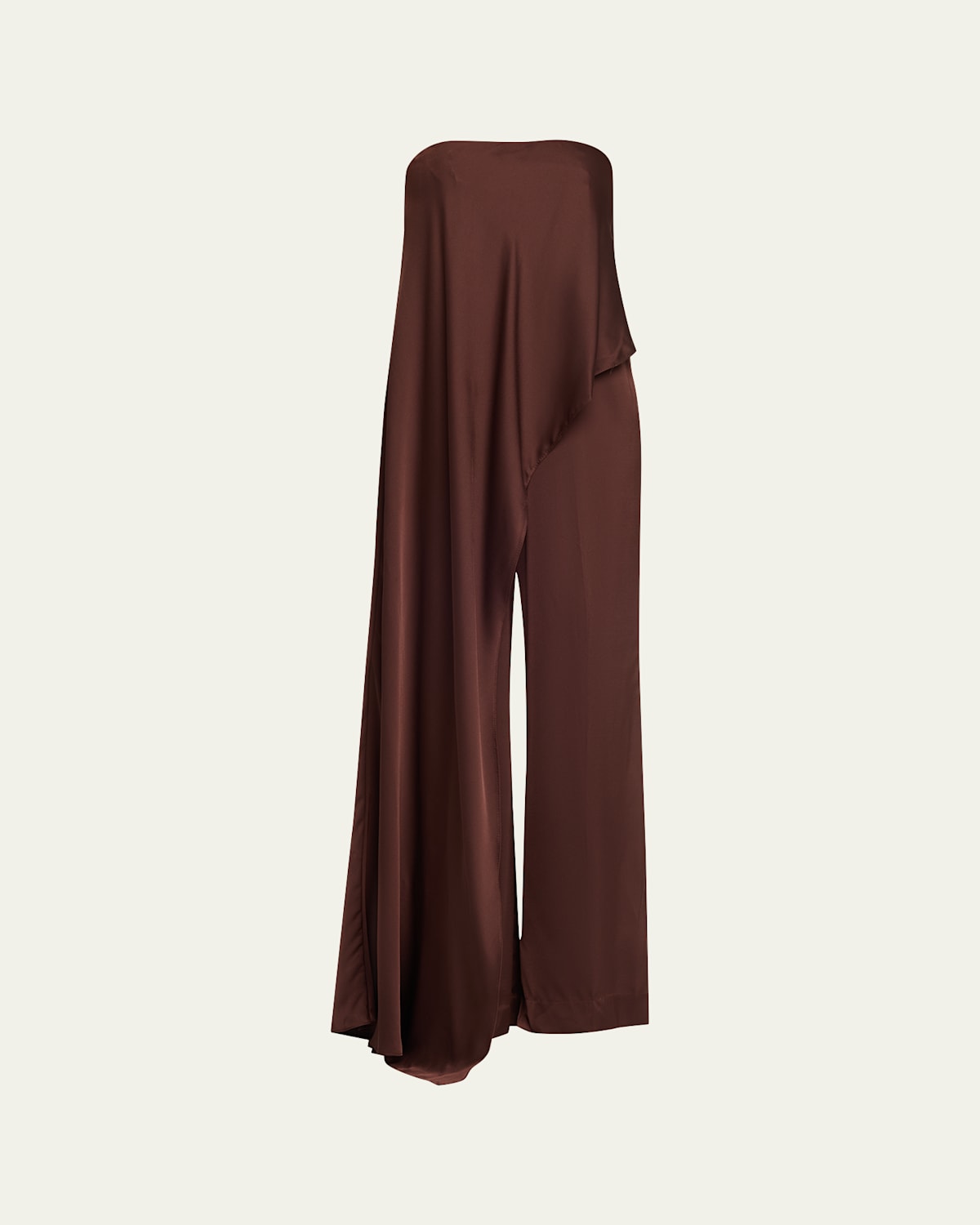 Halston Sonia Strapless Draped Wide-leg Jumpsuit In Brown