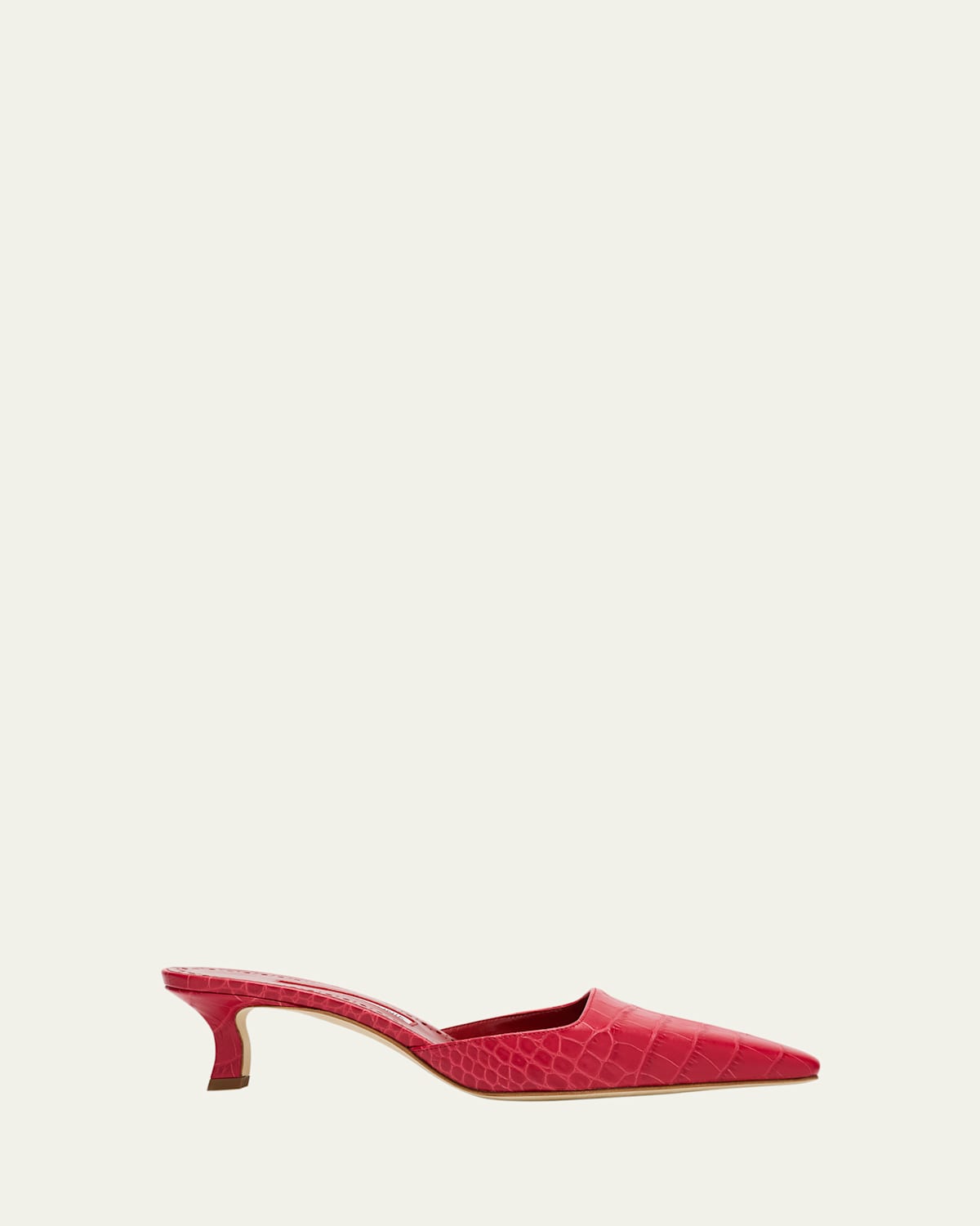 Manolo Blahnik Moiramu Croc-embossed Leather Mules In Red