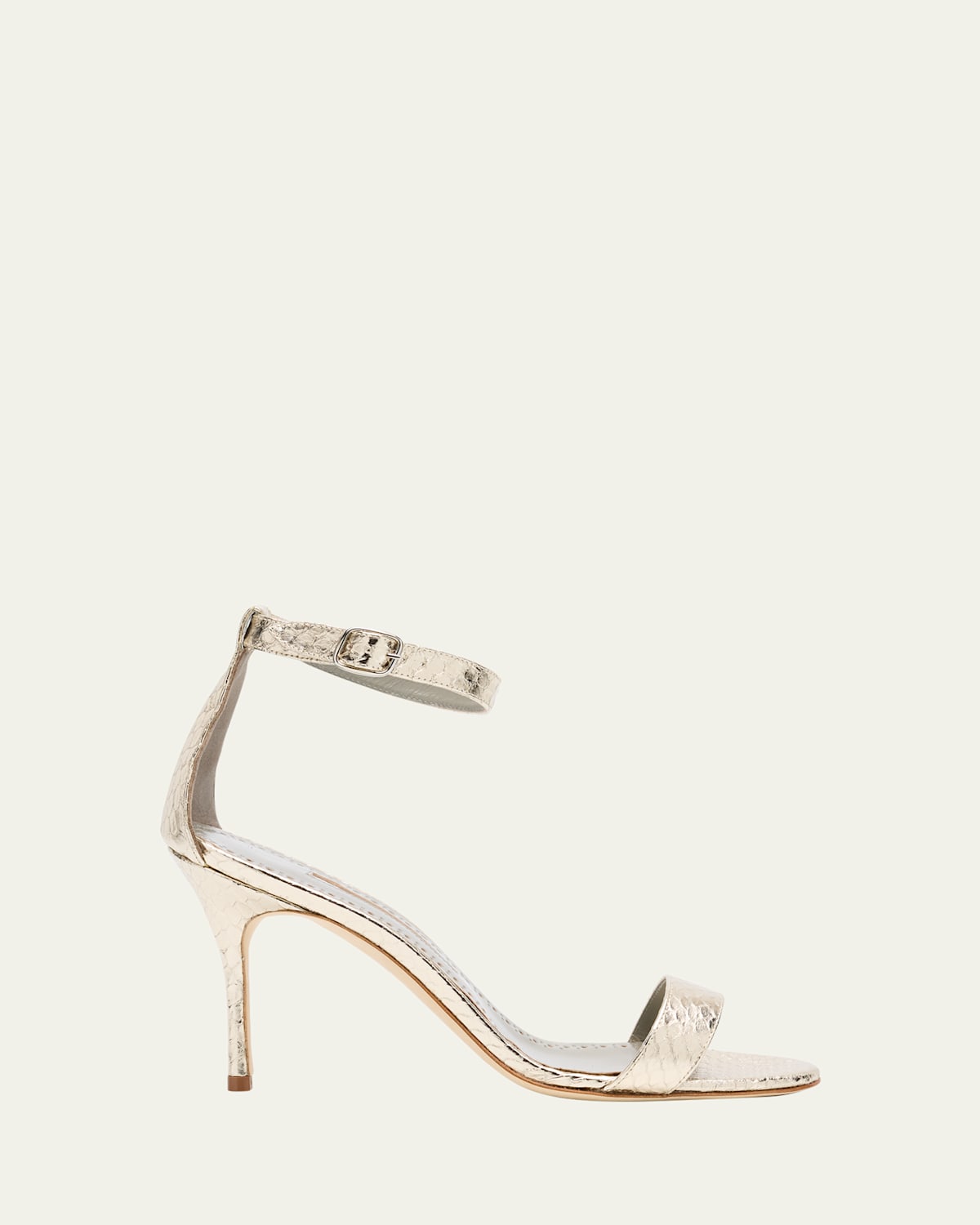 Manolo Blahnik Chaos Metallic Snakeskin Pumps In Silver