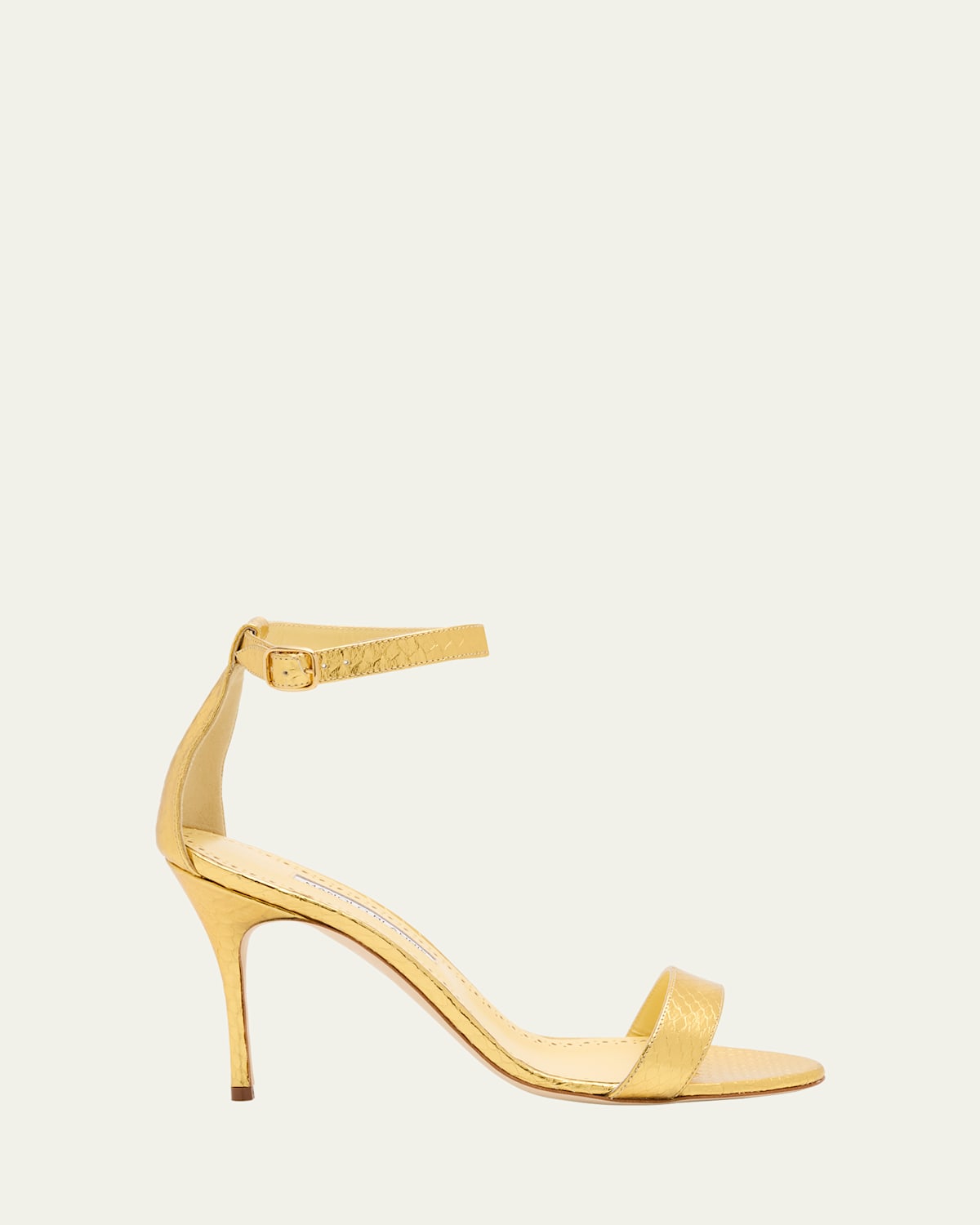 Manolo Blahnik Chaos Metallic Snakeskin Pumps In Gold