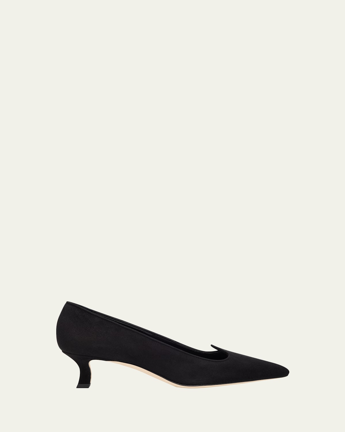 Manolo Blahnik Euridi Suede Kitten-heel Pumps In Black