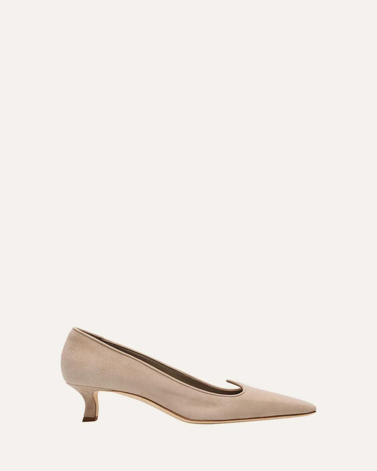 Manolo Blahnik Euridi Suede Kitten-heel Pumps In Gold