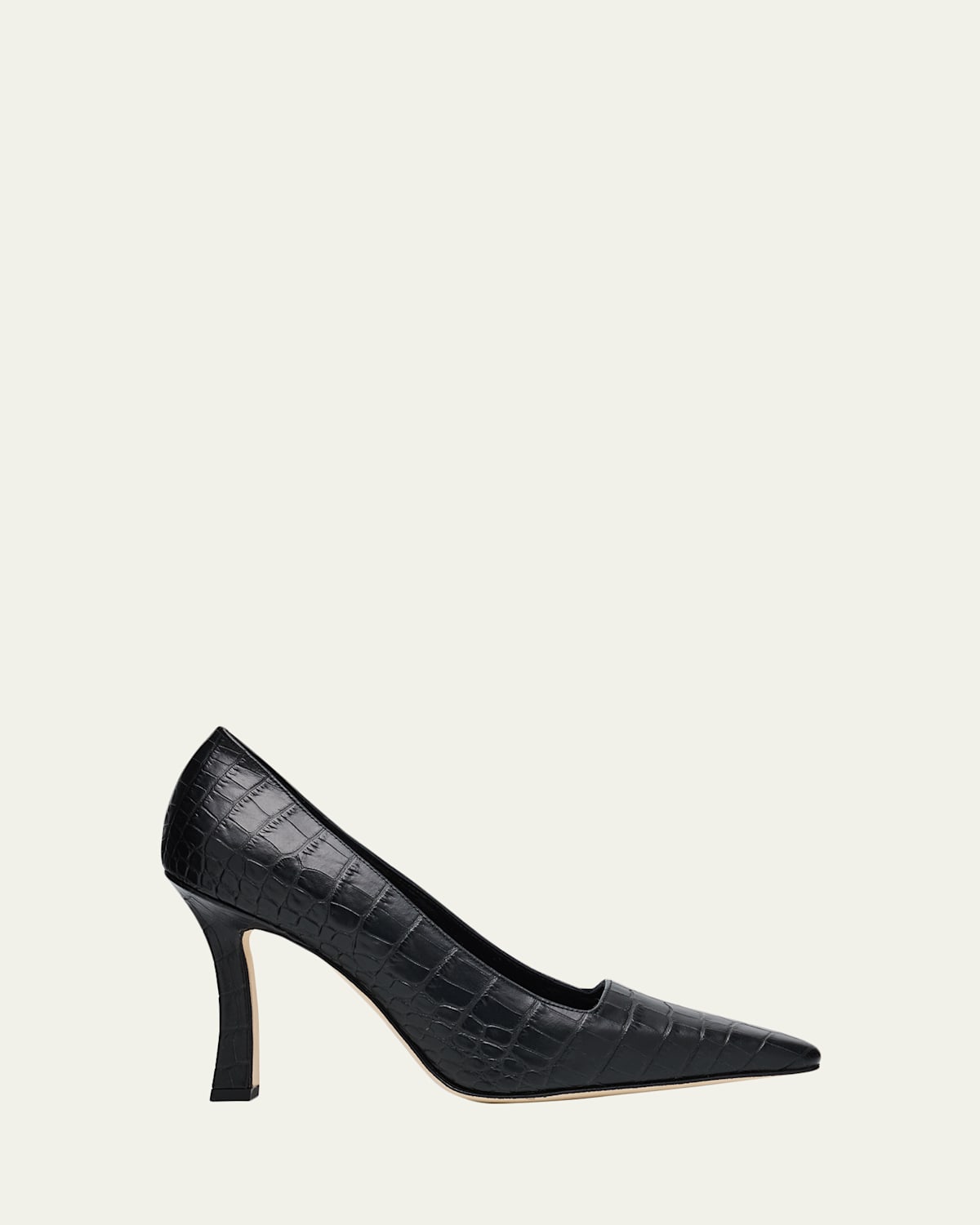 Manolo Blahnik Moira Croc-embossed Leather Pumps In Black