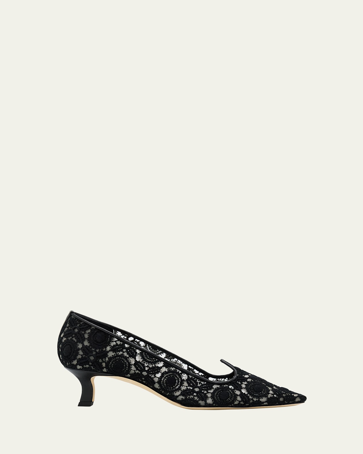 Manolo Blahnik Euridi Floral Lace Kitten-heel Pumps In Black