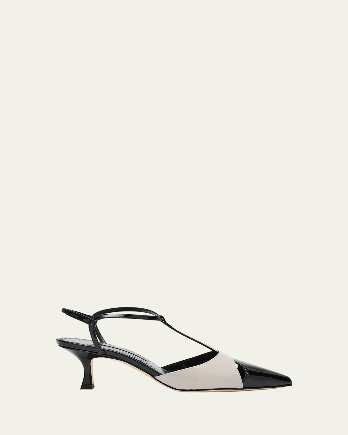 Manolo Blahnik Turgimod Bicolor Patent Leather T-strap Pumps In Multi