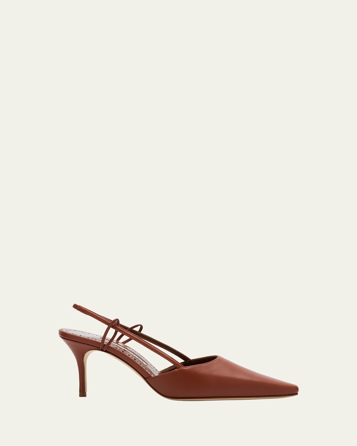 Manolo Blahnik Touki Leather Slingback Pumps In Brown