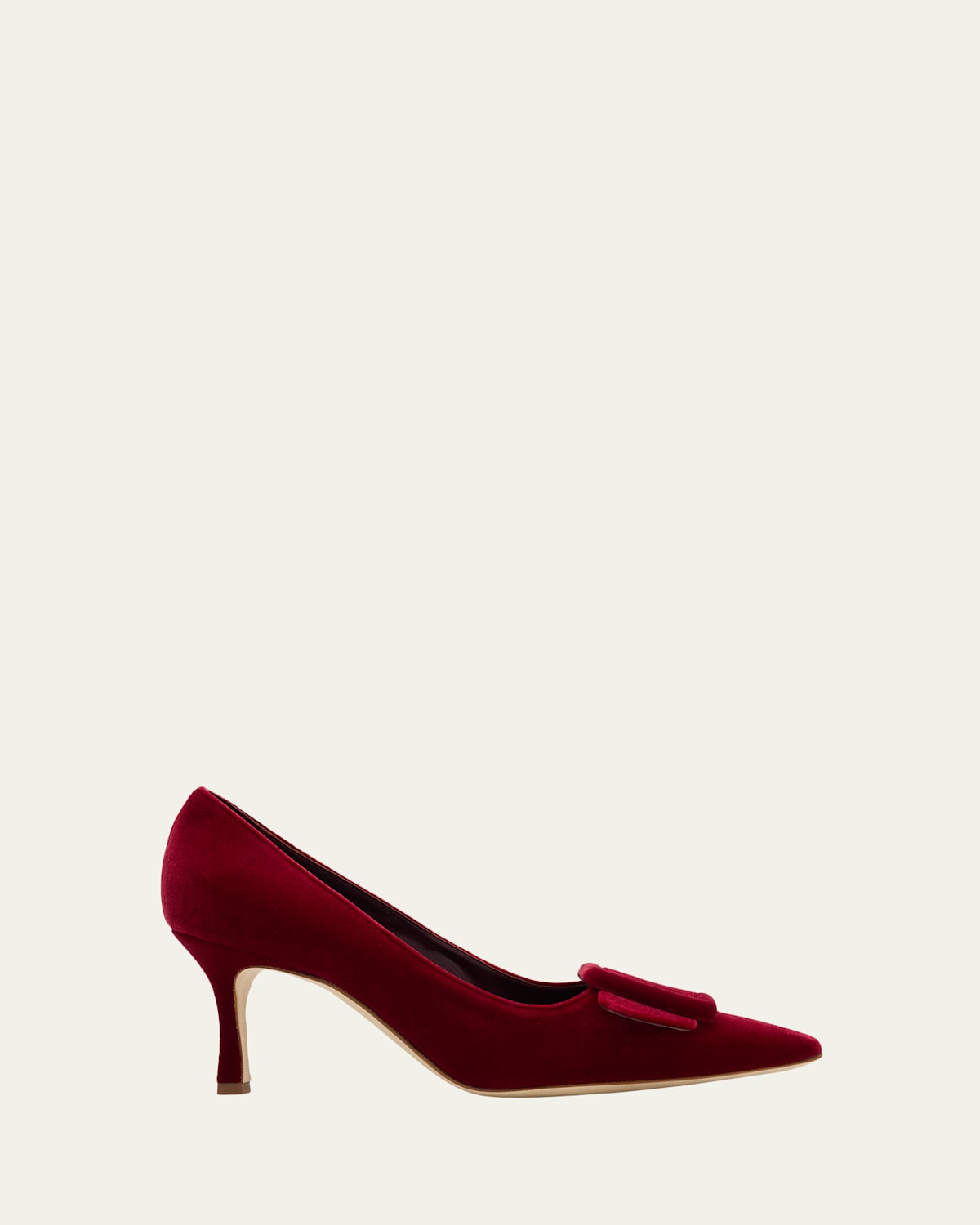 Manolo Blahnik Maysale Velvet Buckle Pumps In Red
